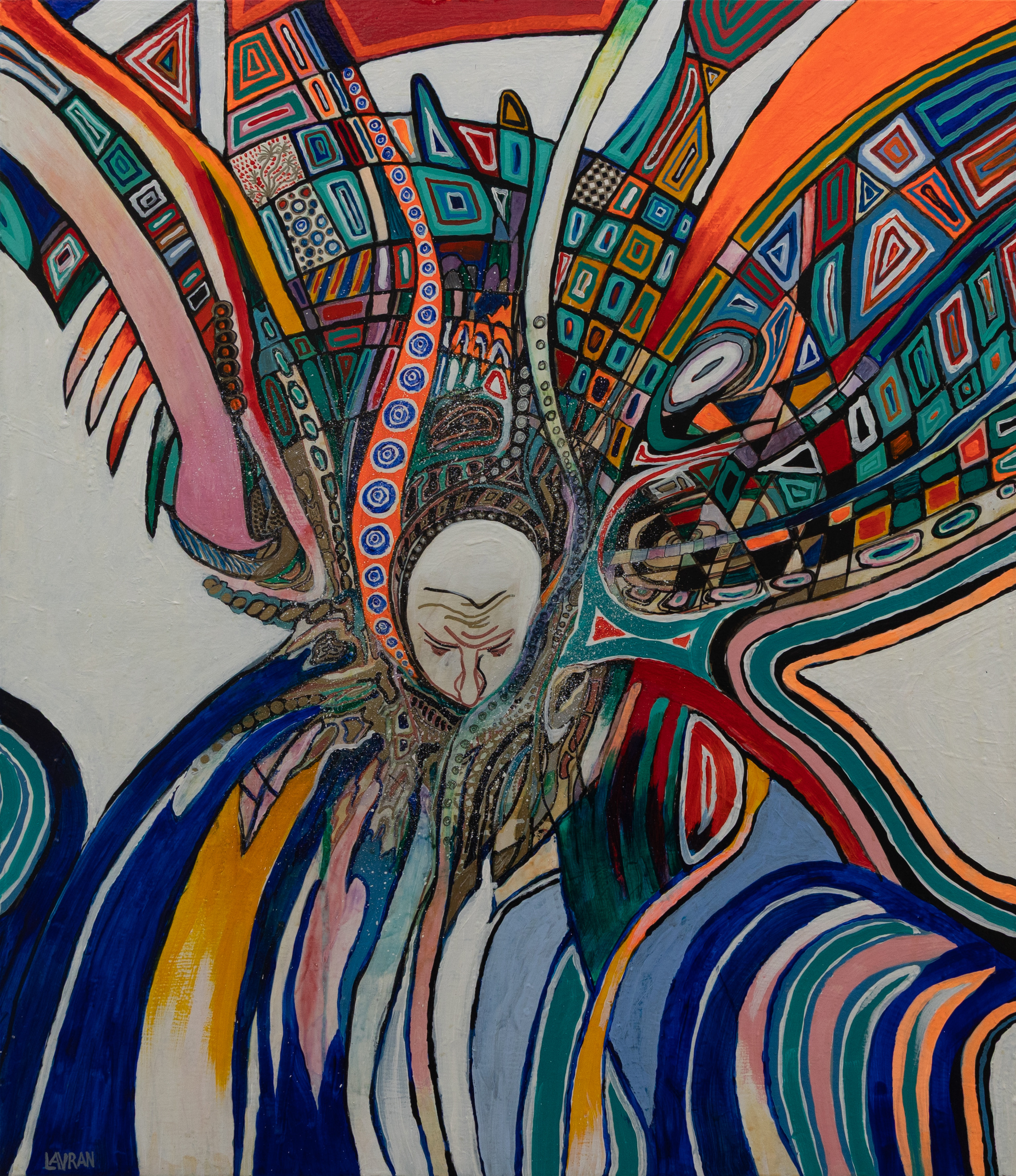 LAVRAN TANNBERG (ESTLAND/SVERIGE FÖDD 1949). "Meskalin Magical Tout", akryl på trä, signerad Lavran.