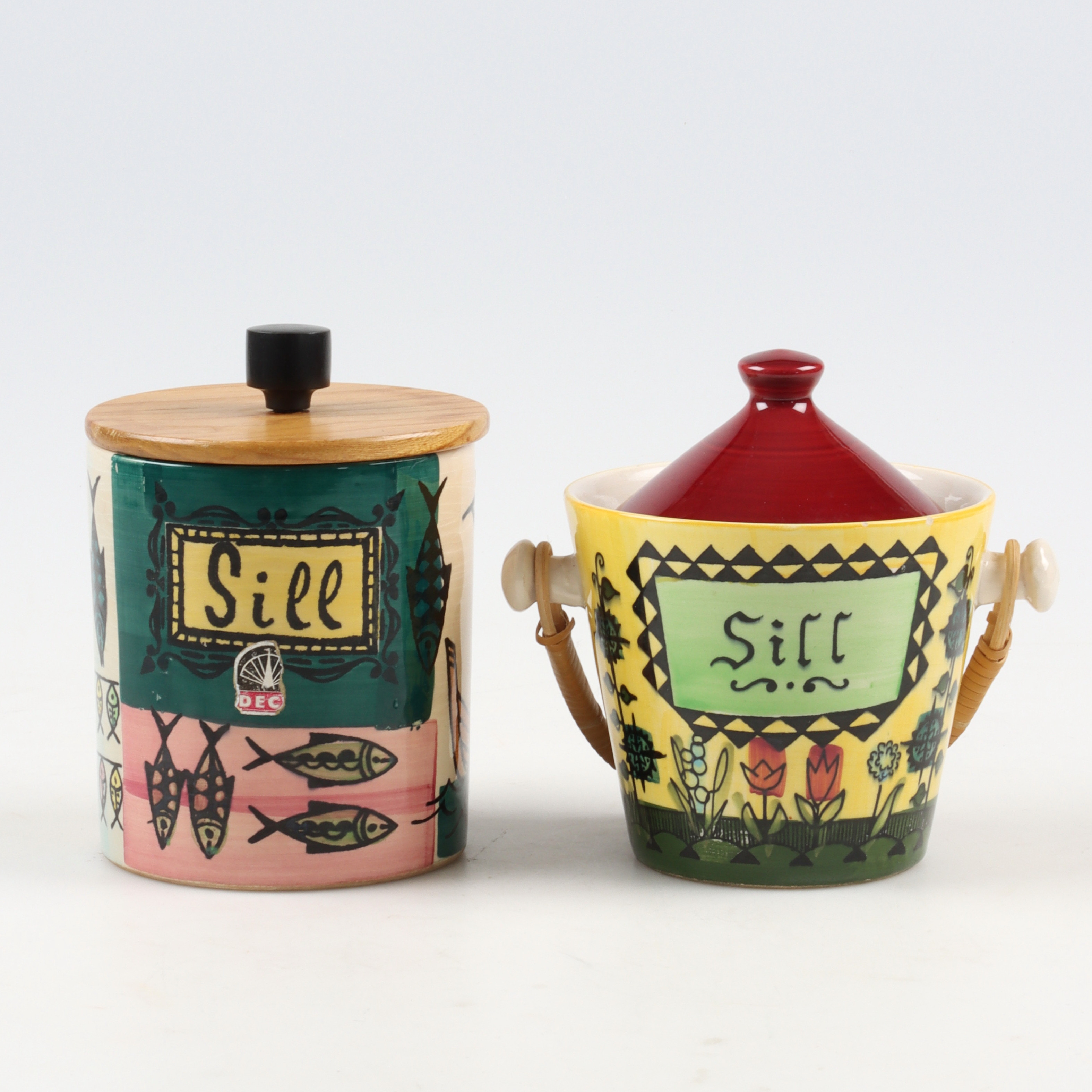 BURKAR med LOCK, flintgods, "Sill", design E. Jarup, Deco, Hälsingborg, 1900-talets mitt.