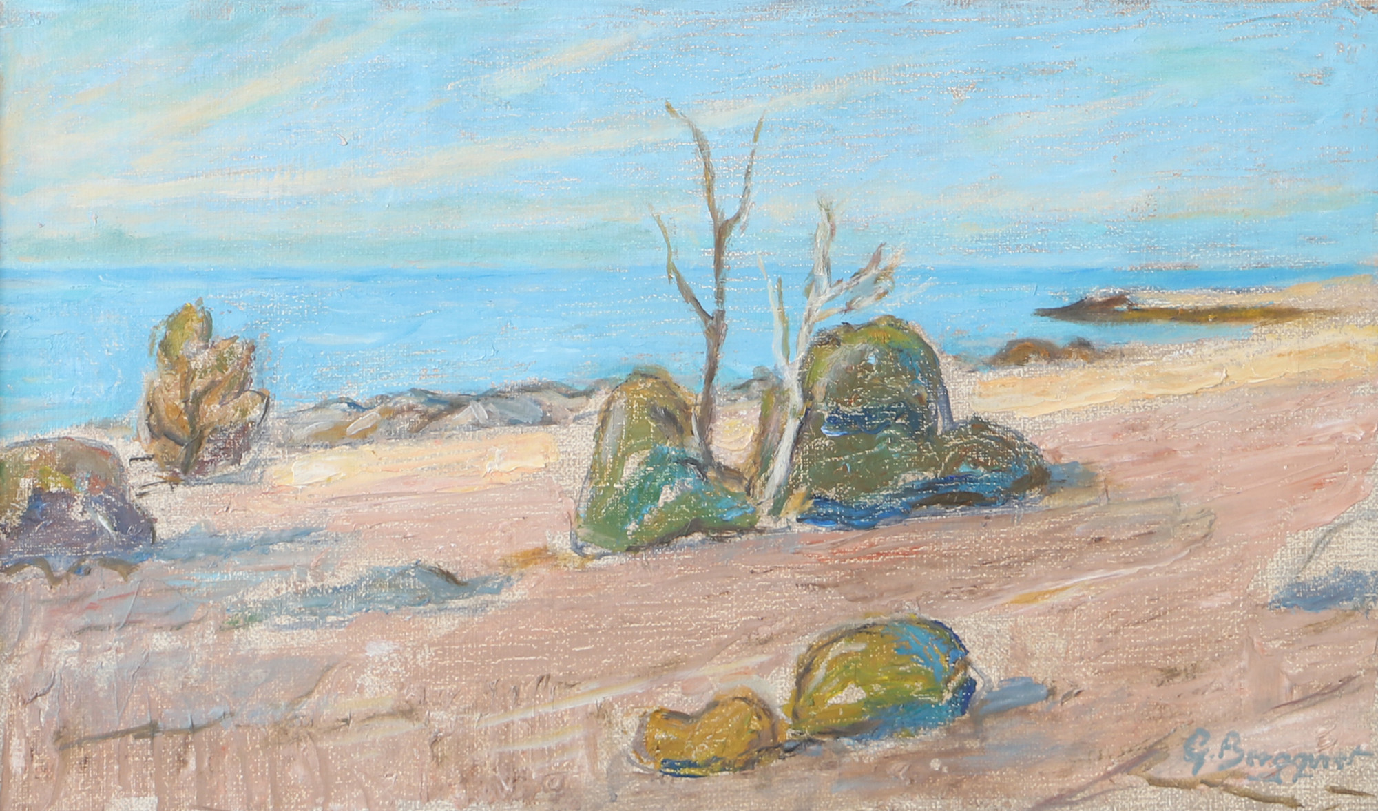 GUNNAR BERGQVIST. Strandparti, olja på duk, signerad G. Bergqvist.