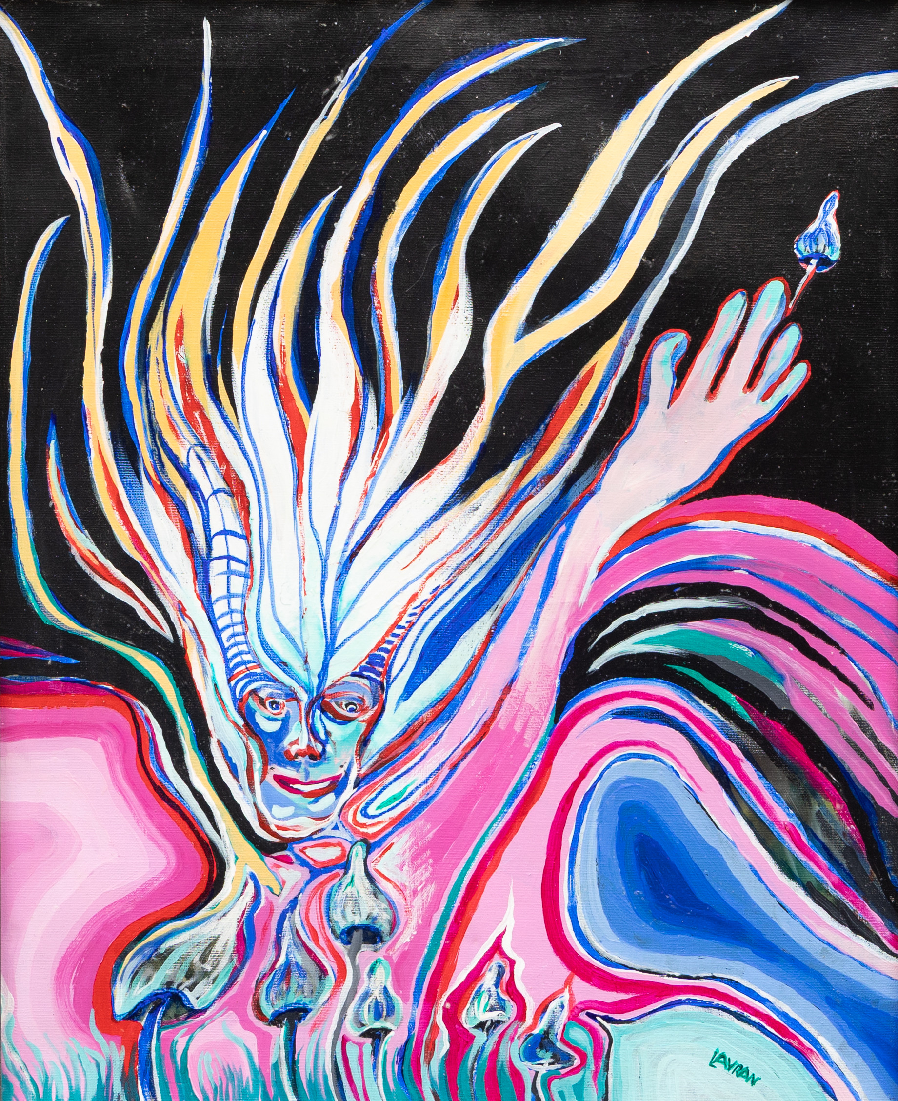 LAVRAN TANNBERG (ESTLAND/SVERIGE FÖDD 1949). "Psilocybin Extas", akryl på duk, signerad Lavran.