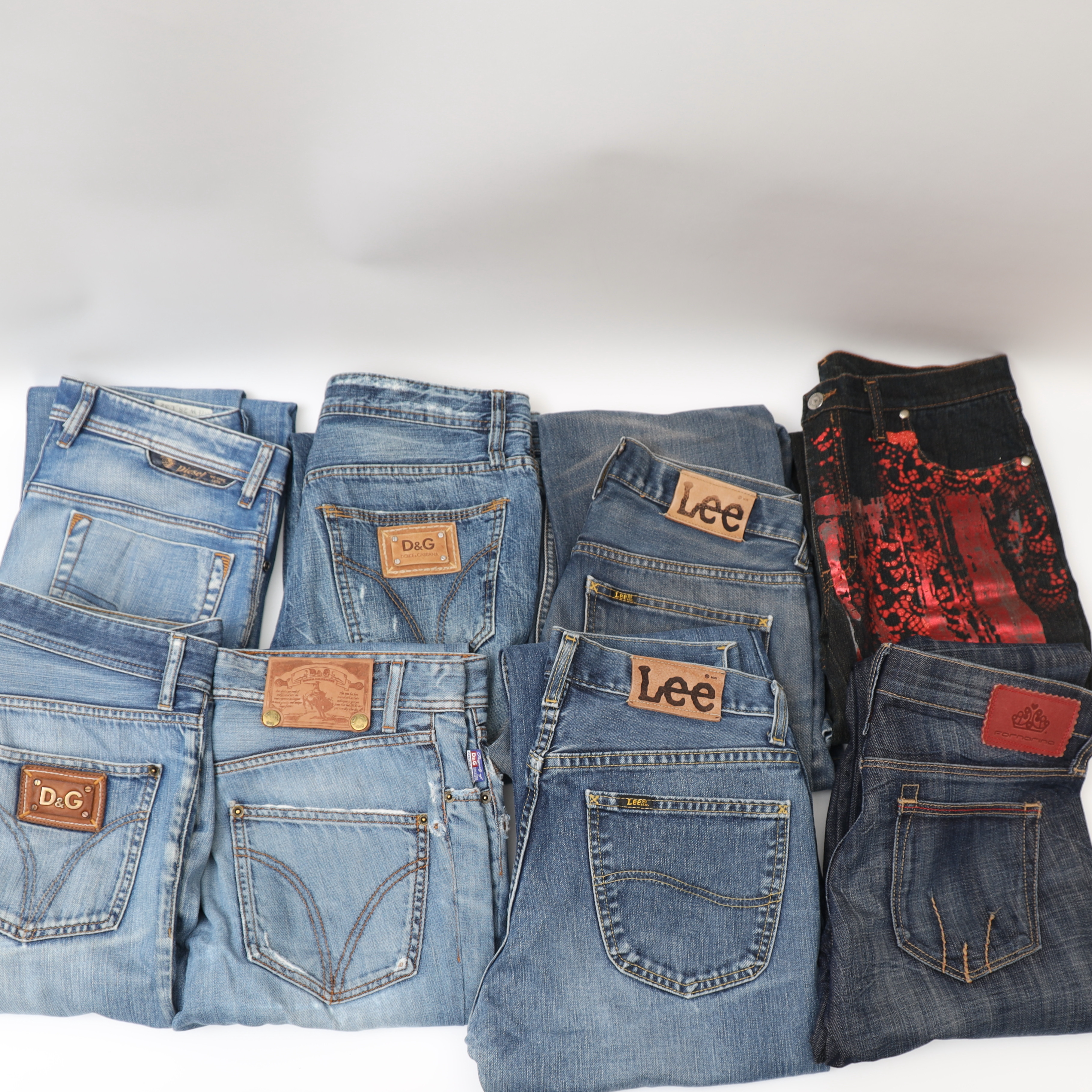 JEANS 8 PAR, Dolce & Gabbana, Diesel, Lee, Goldie.