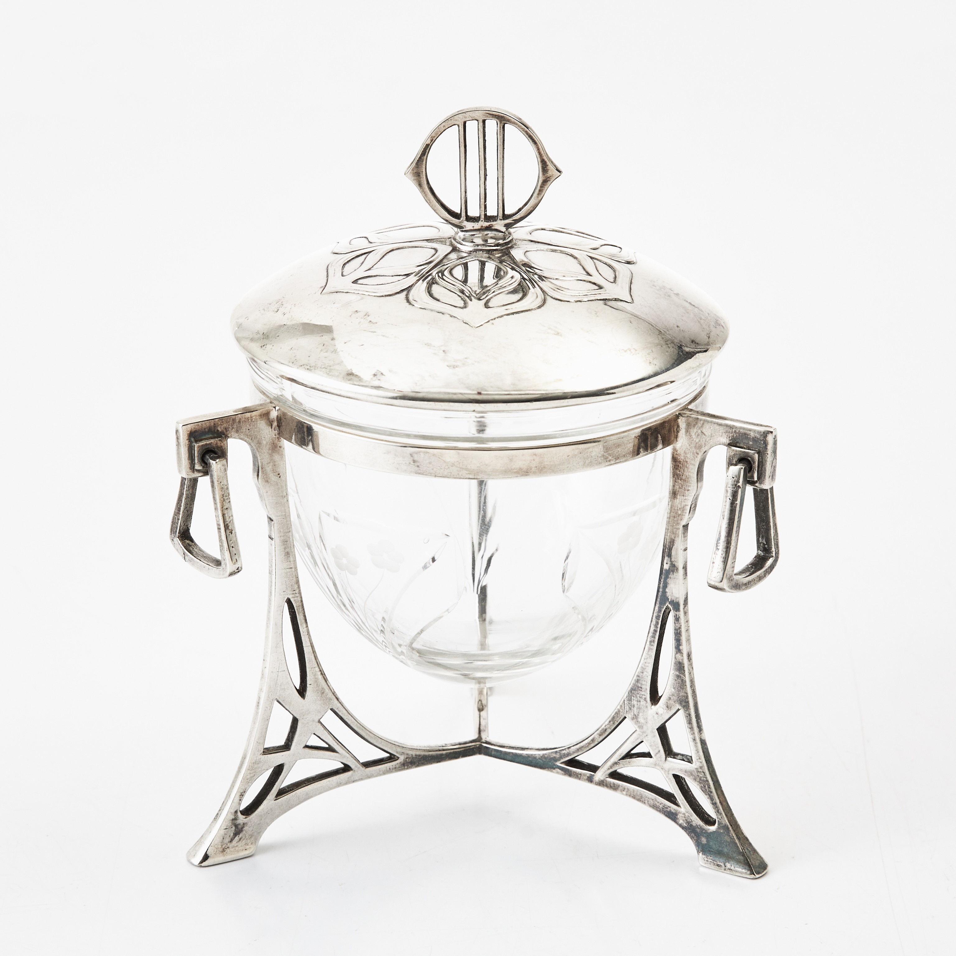 BONBONJÄR, 1900-talets början, Jugend, nysilver och glas.