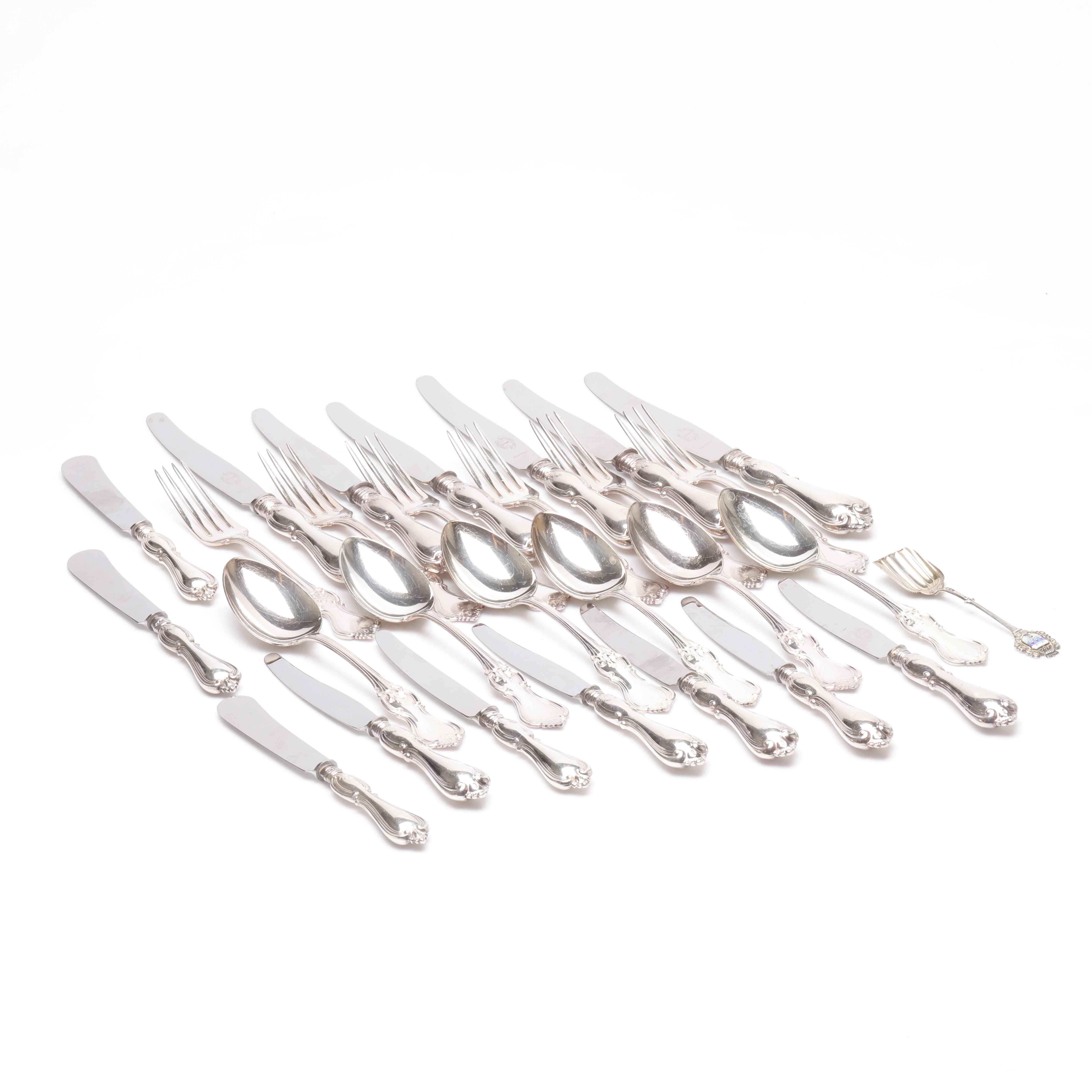 BESTICKSERVISDELAR, silver, "Olga", GAB, totalvikt ca 1390 gram.