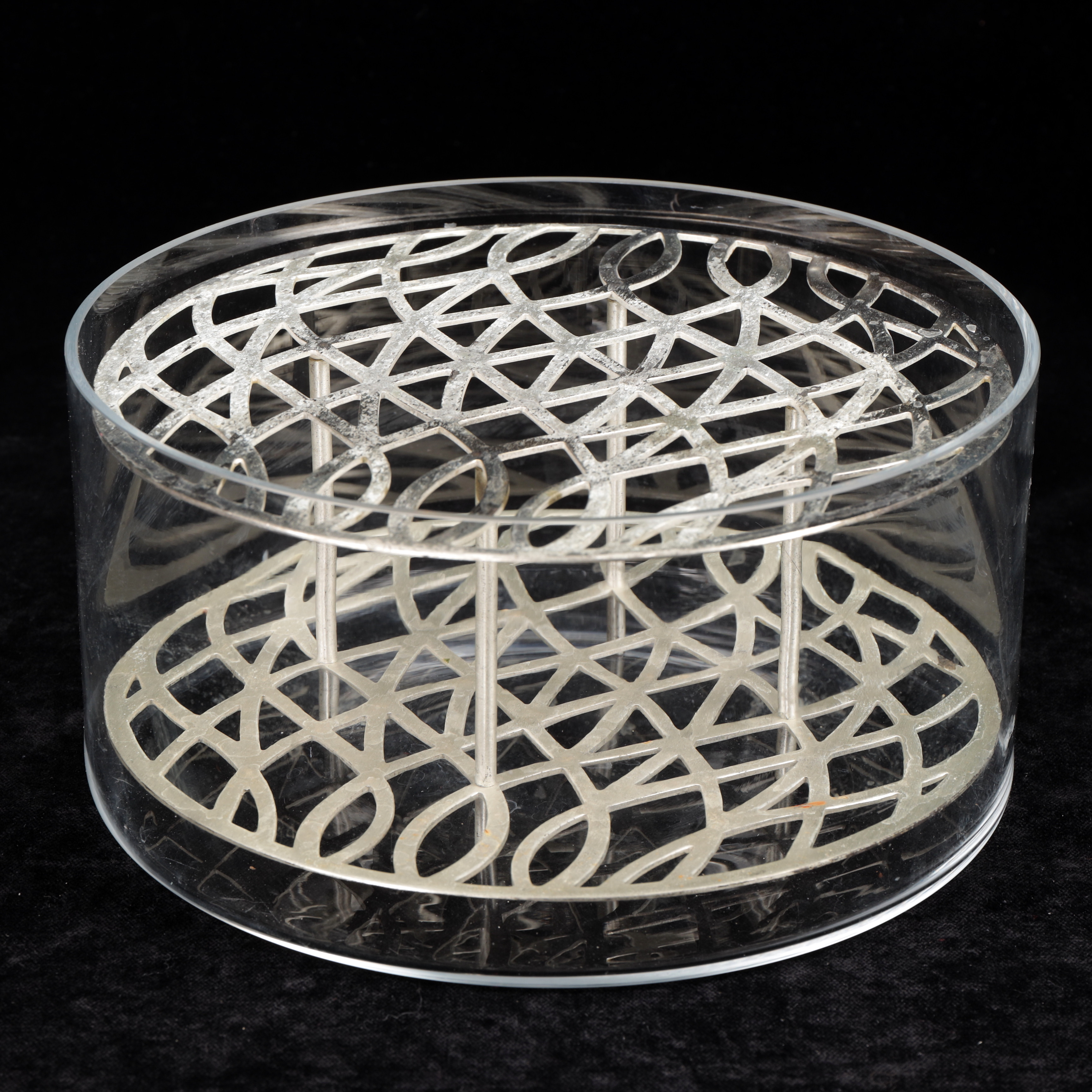 BLOMSTERSKÅL, glas/metall, Klong, 1900-talets andra hälft.