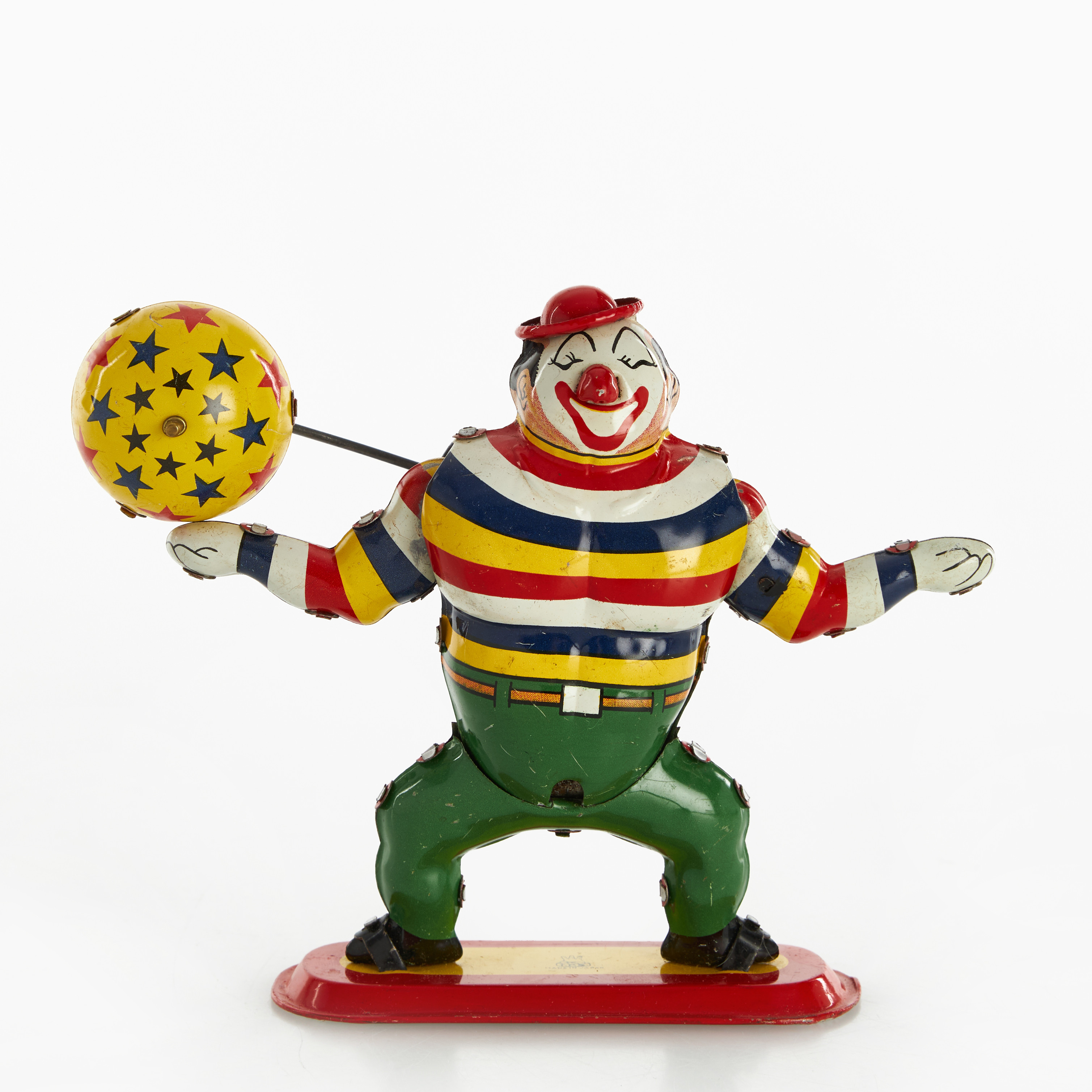TPS, "Bobo the Juggling Clown", litograferad plåt, urverk, Japan, 1950/60-tal.