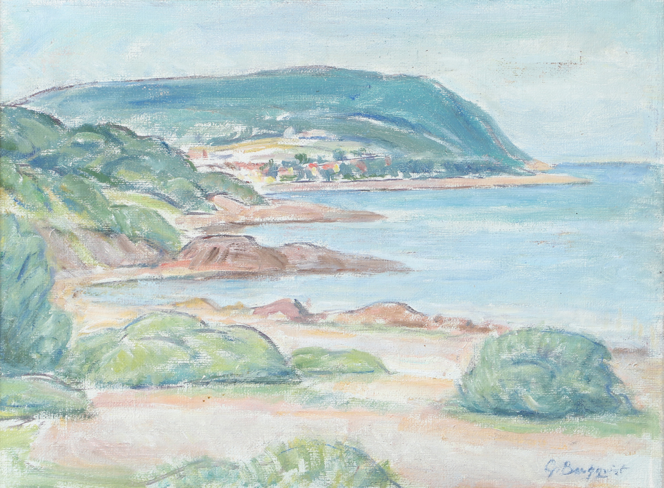 GUNNAR BERGQVIST. Kustmotiv, olja på duk, signerad G. Bergqvist.