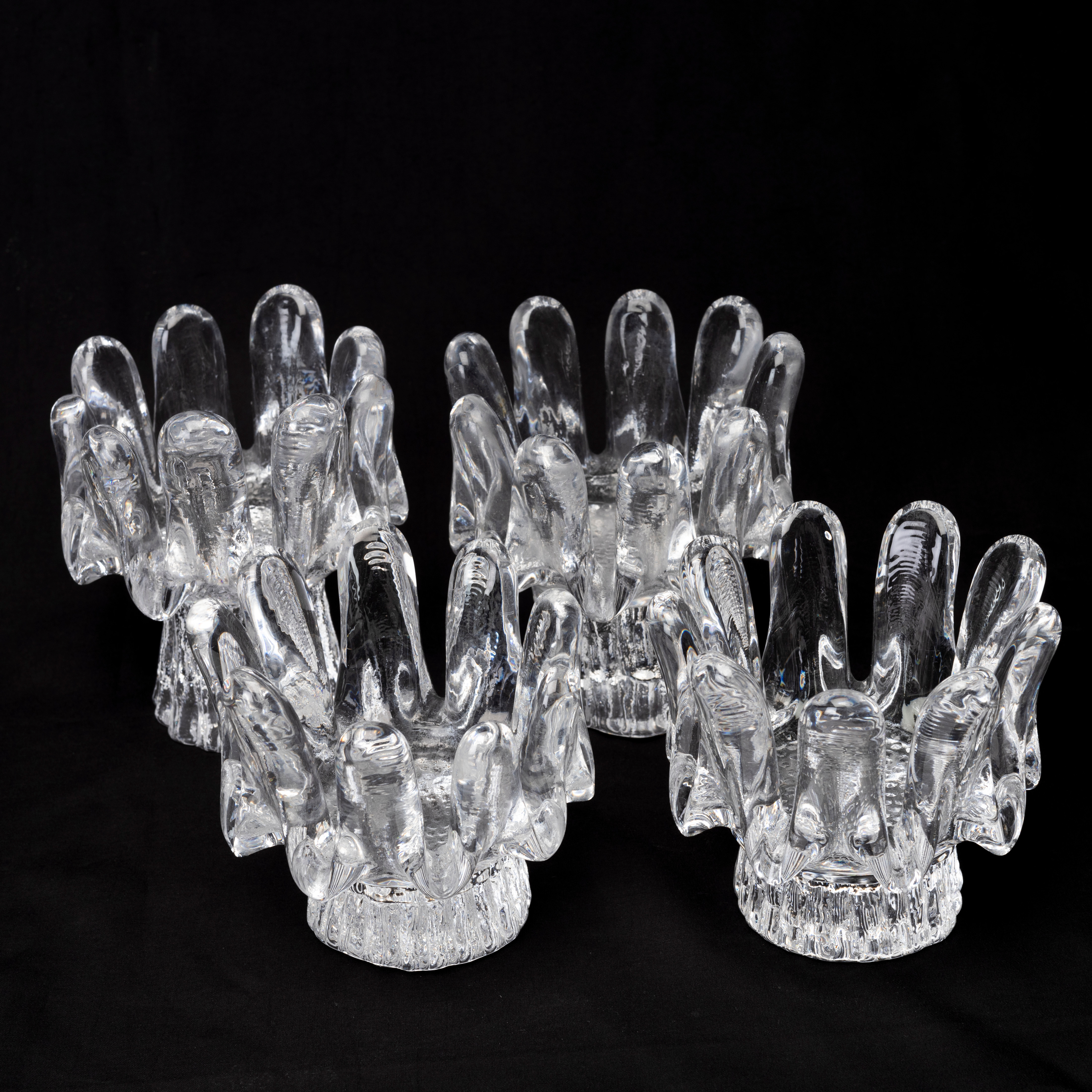 GÖRAN WÄRFF. Ljuslyktor, 4 st, "Sunflower", Kosta.