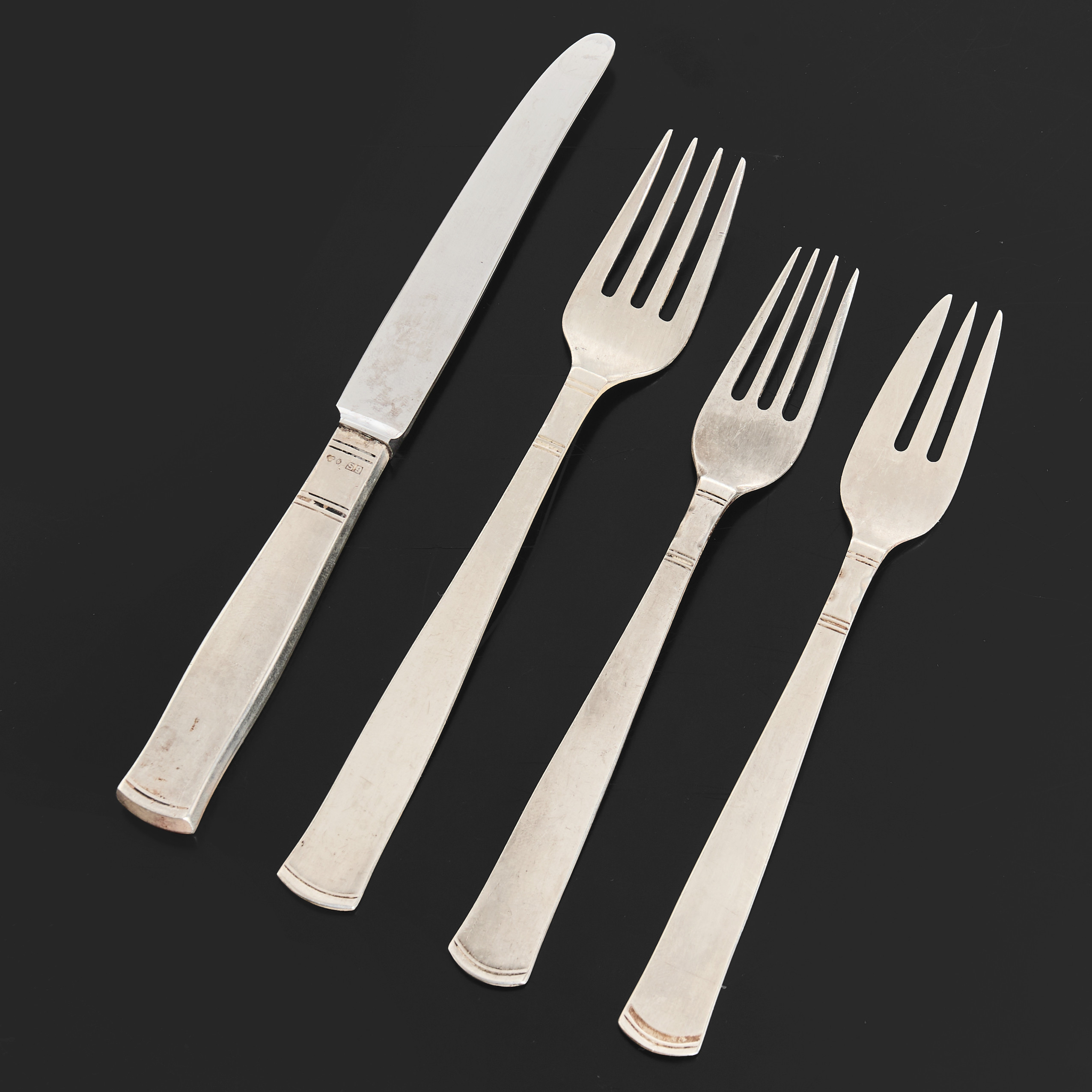 BESTICK, 28 delar, silver, modell "Rosenholm", GAB.