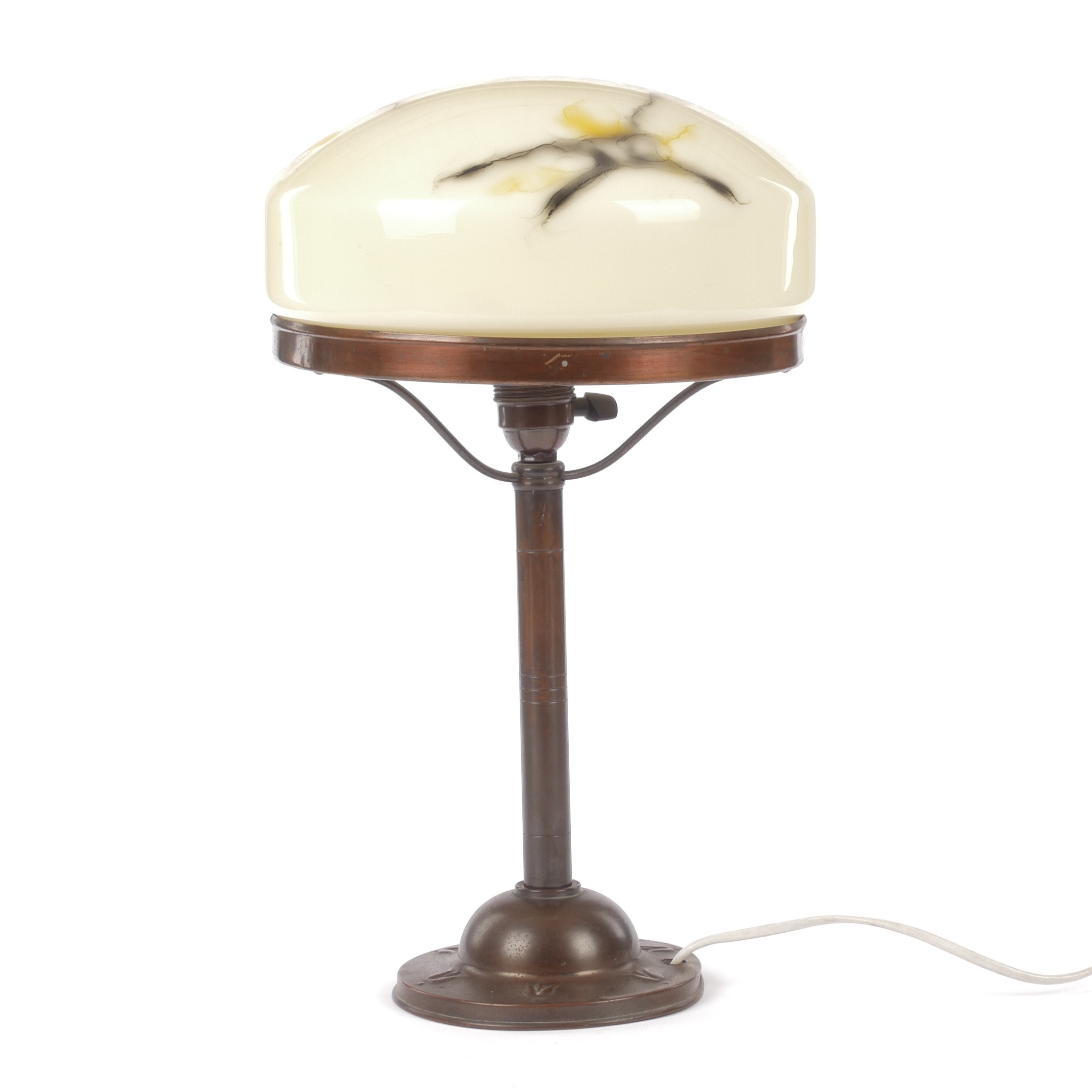 BORDSLAMPA, Strindbergsmodell, koppar och glas, 1900-talets andra kvartal.