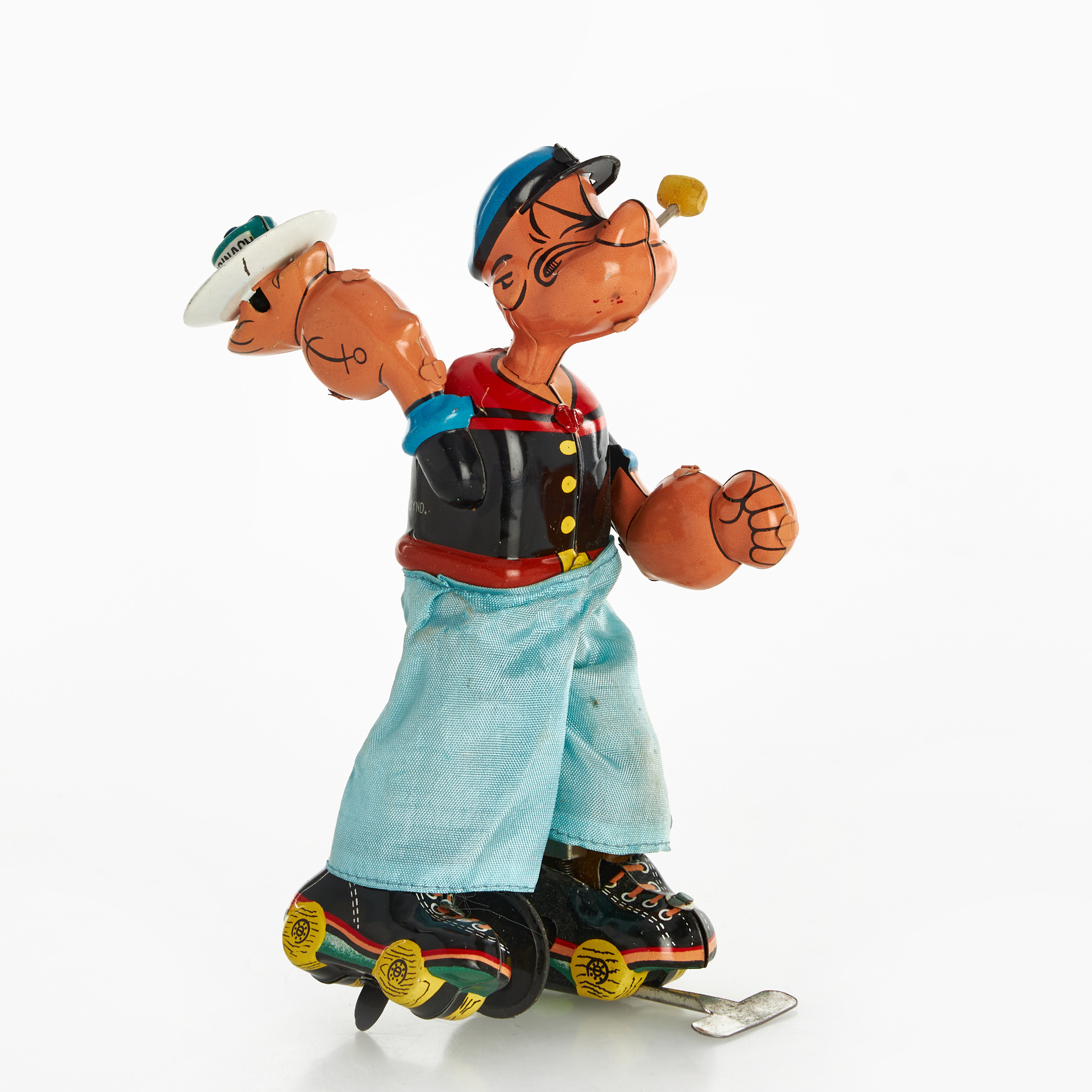 LINEMAR, "Roller Skate Popeye/Karl-Alfred", litograferad plåt, urverk, USA, 1950-tal.