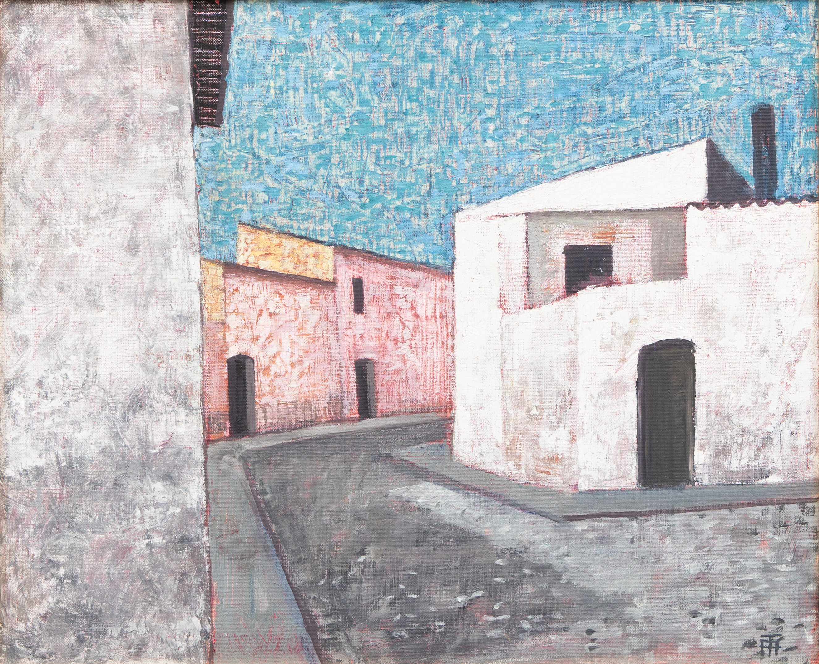 OIDENTIFIERAD KONSTNÄR. "Gata i Junquera", olja på duk, monogramsignerad.