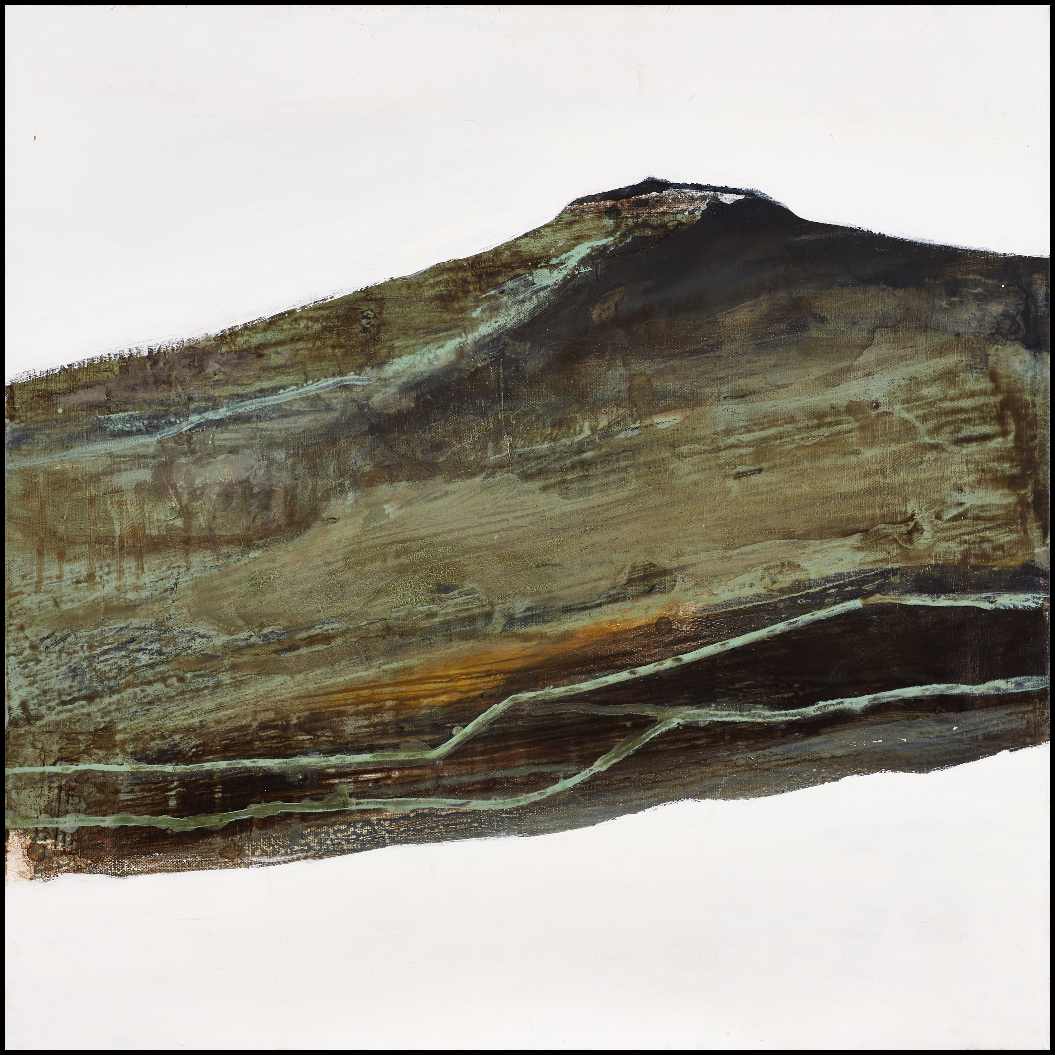 KIA KINELL (SVERIGE, FÖDD 1953). Abstrakt komposition i gröna toner, signerad a tergo, akryl på duk.