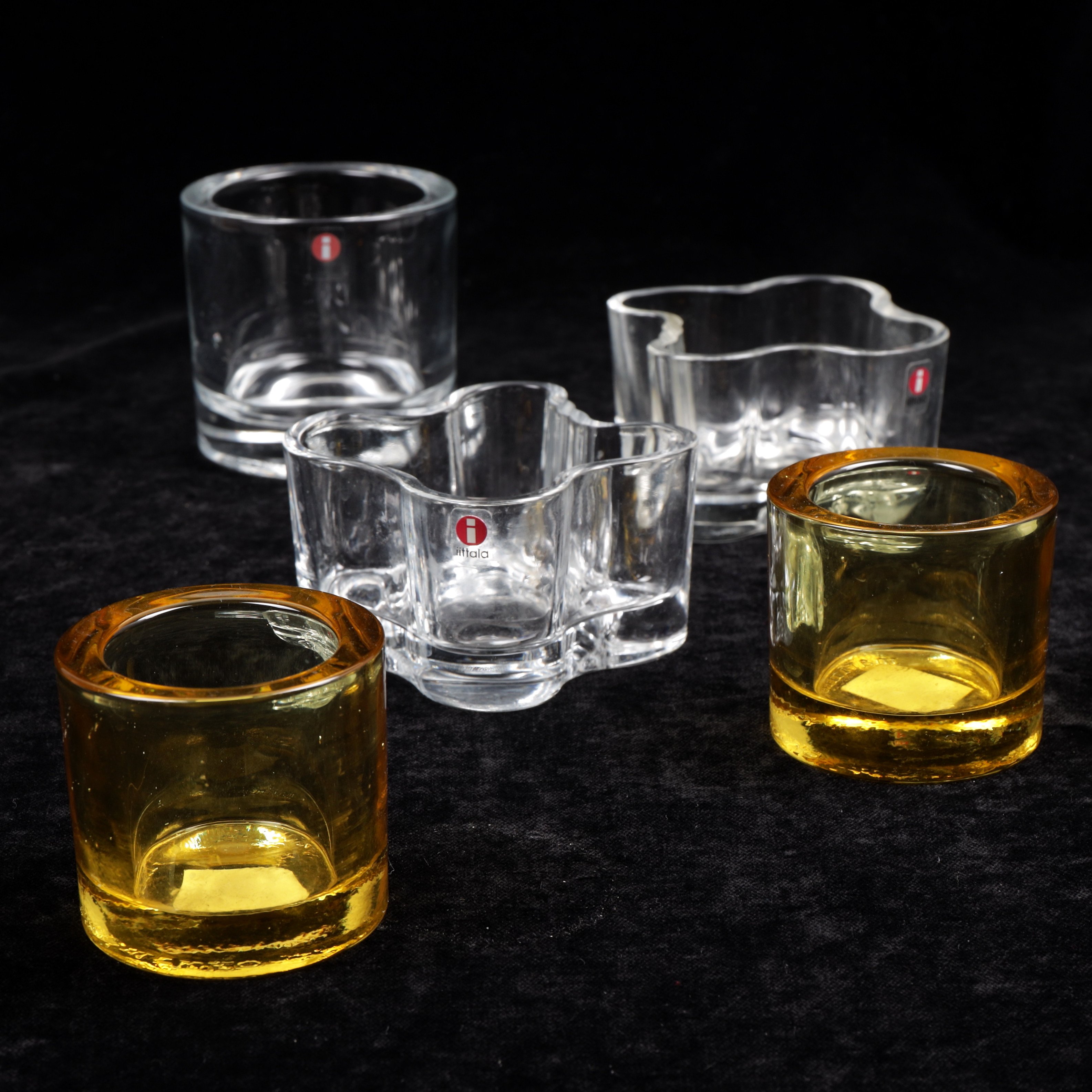 LJUSLYKTOR, 5 st, glas, Iittala, Finland, 1900/2000-tal.