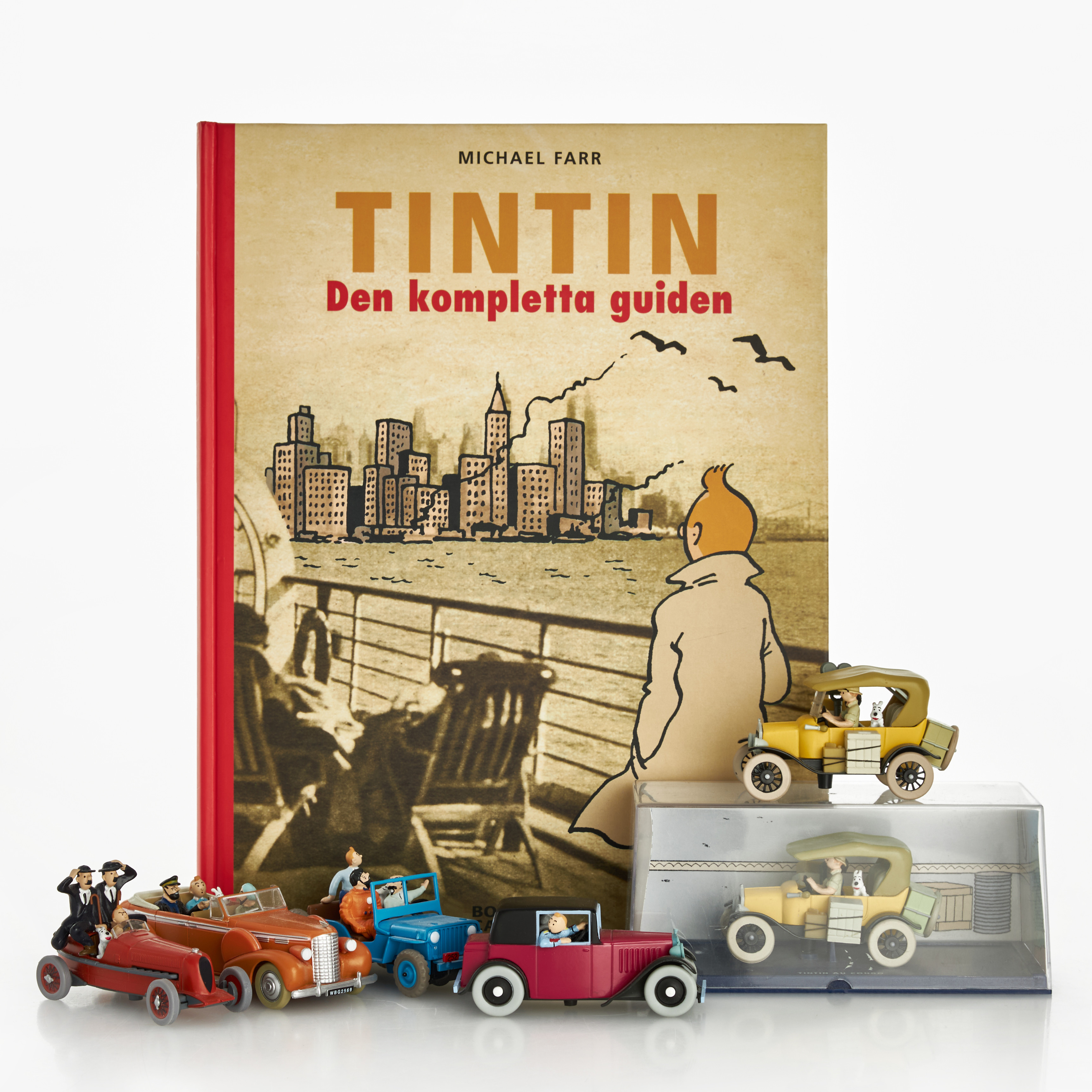TINTIN. Samlarfigurer, 6 st, Hergé / Moulinsart & BOK, "TinTin Den kompletta guiden" Michael Farr, Bonnier Carlsen Bokförlag, Stockholm, 2005.