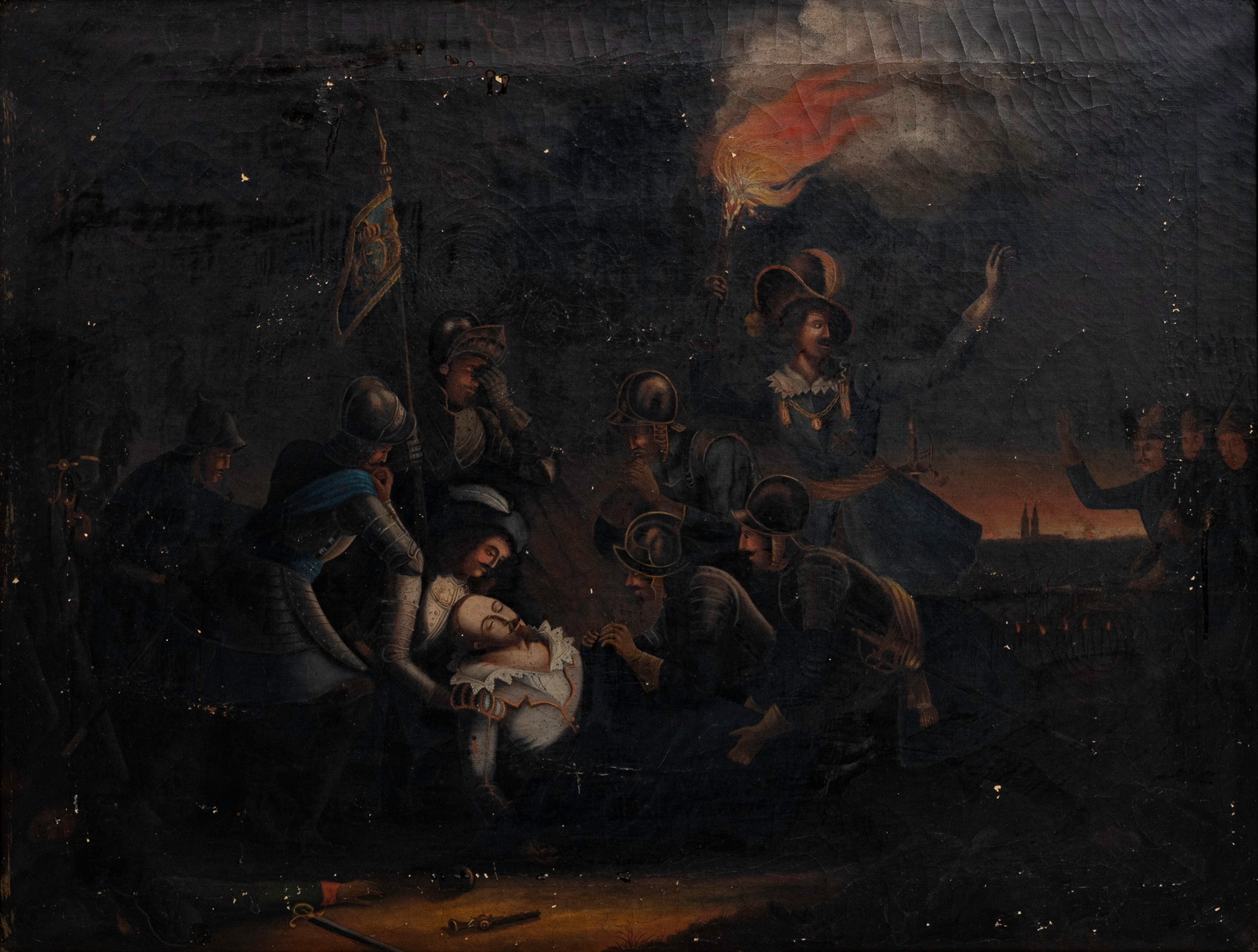 OIDENTIFIERAD KONSTNÄR. Kopia efter Carl Wahlbom, Slaget vid Lützen, olja på duk, á tergo signerad H. Hamilton, 1800/1900-tal.