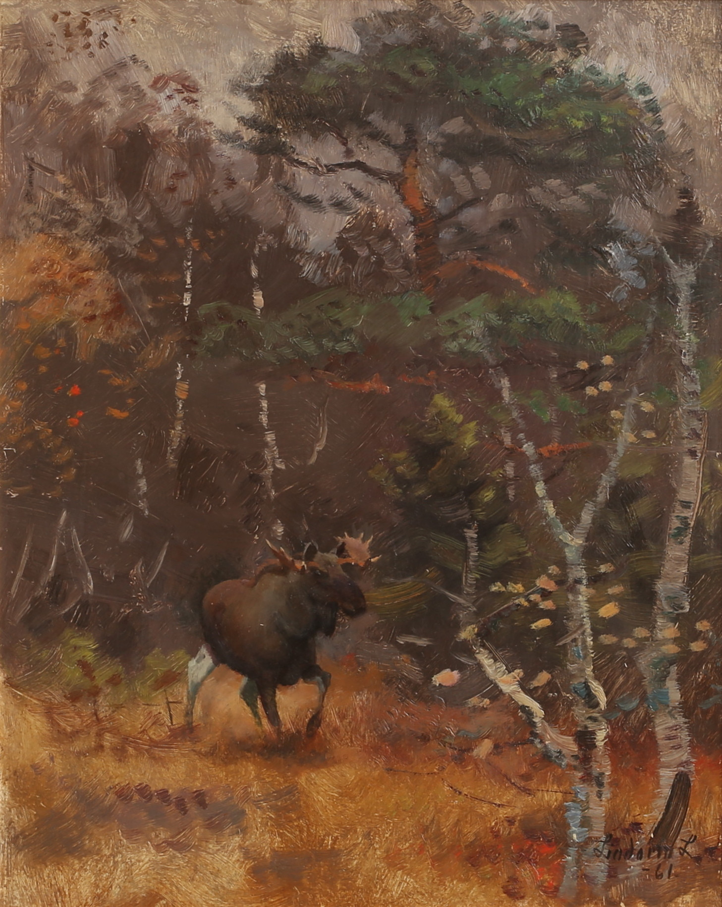 LINDORM LILJEFORS. Olja på pannå, signerad, daterad -61.