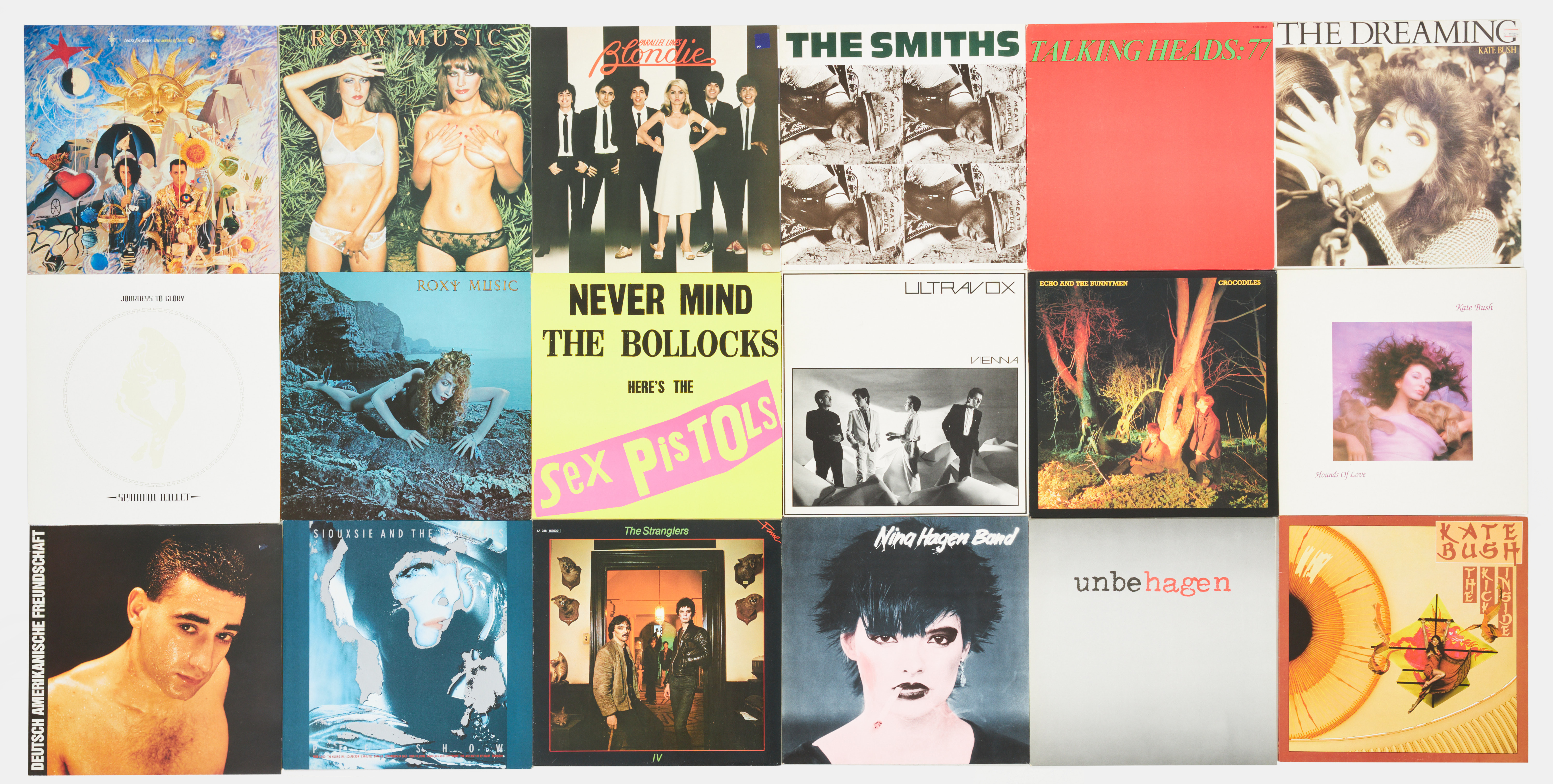 VINYLSKIVOR, 18 st., Sex Pistols, The Stranglers, DAF, Talking Heads, Nina Hagen, Kate Bush, Blondie, The Smiths, Echo and The Bunnymen, Siouxsie And The Banshees, Roxy Music, Tears For Fears.