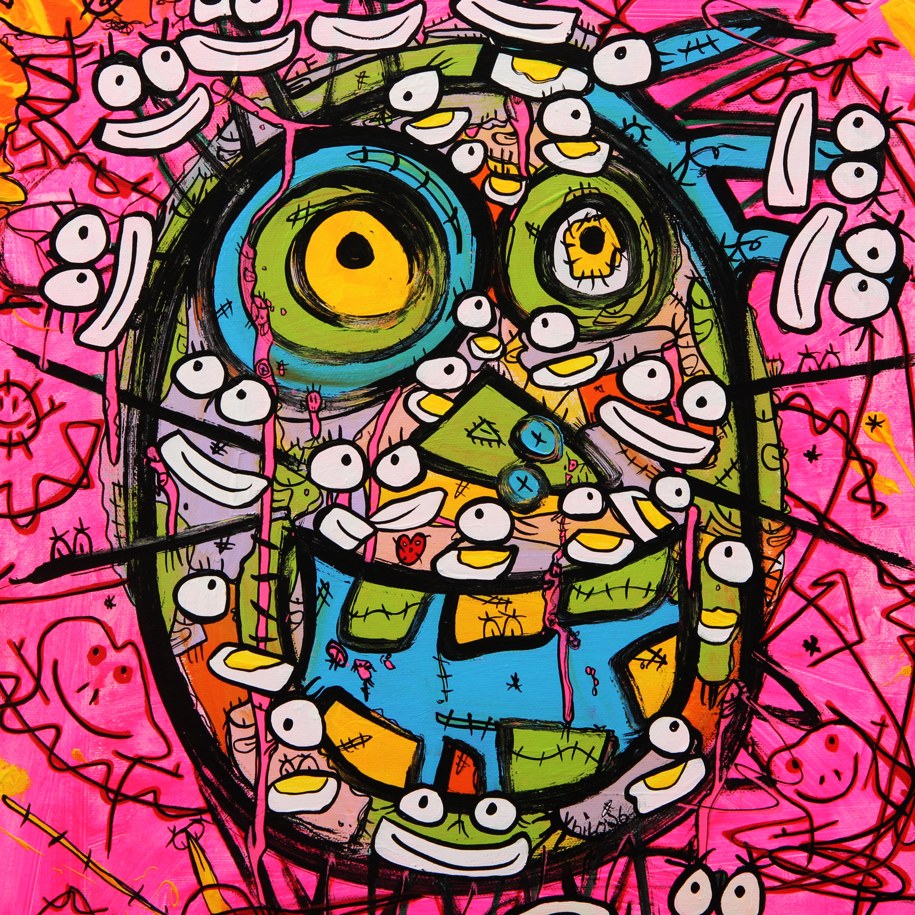 VHILO H PERSSON. AKRYL, på duk "It´s Alright Falling In L" signerad, 2026.