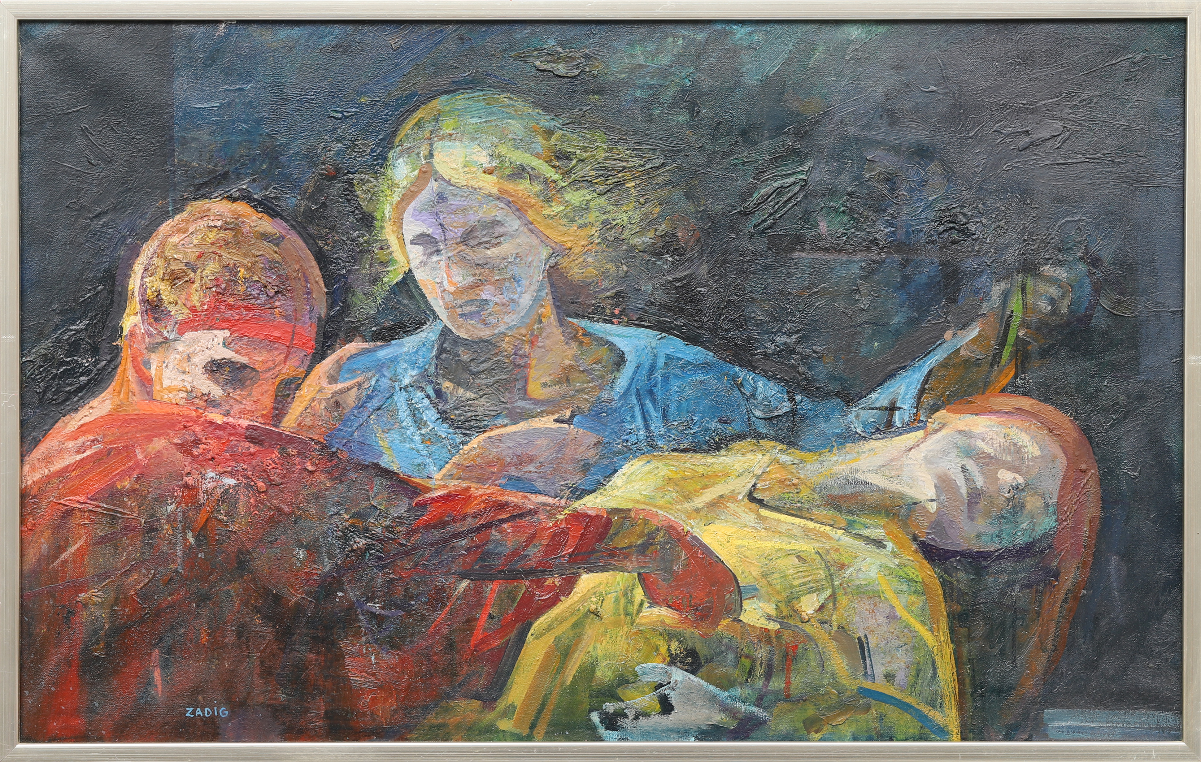 JACQUES ZADIG. Olja på duk, "Blodshämnd" , signerad.