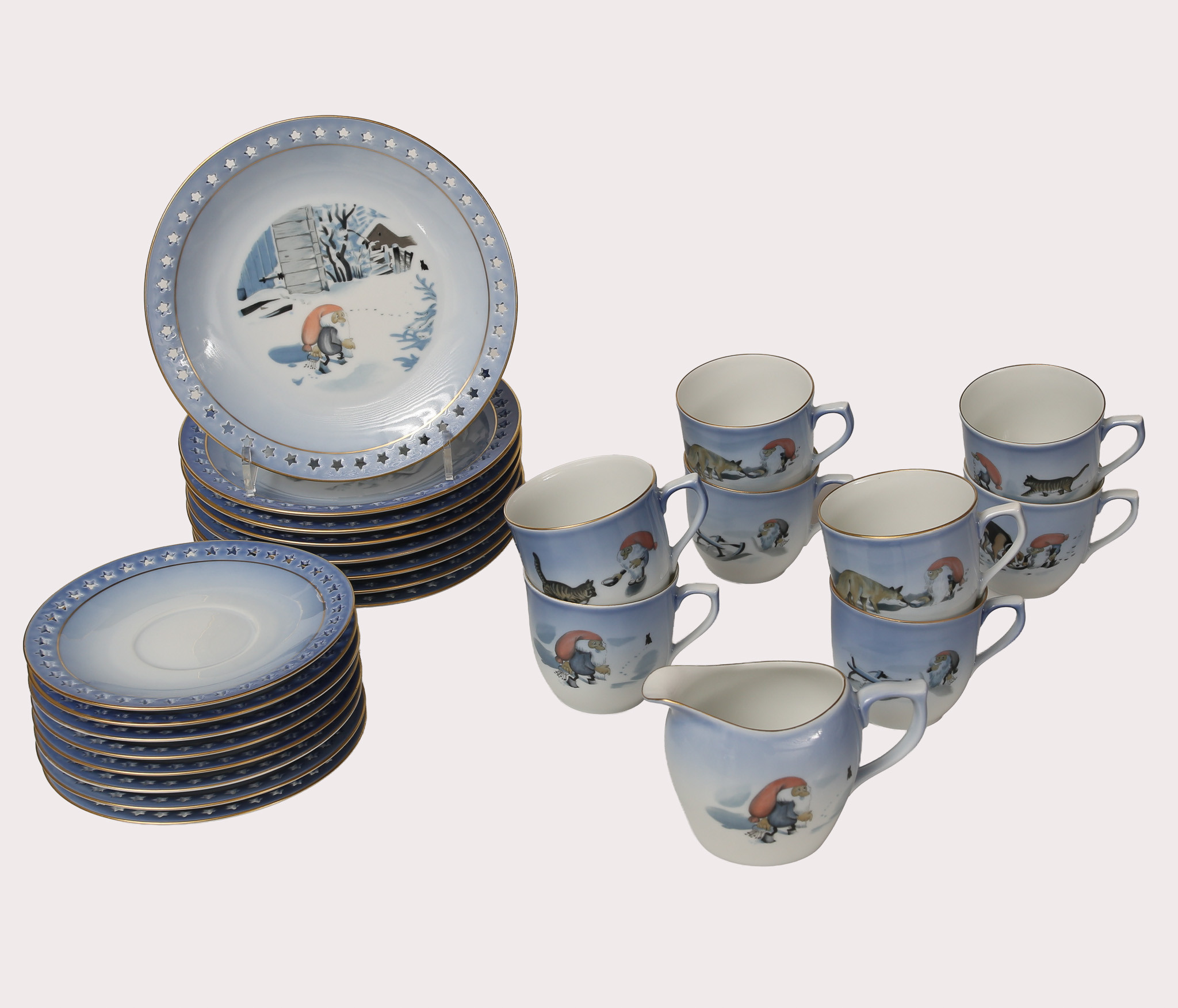 HARALD WIBERG, kaffeservis, 20 delar, "Tomten", Bing och Gröndahl, Danmark.