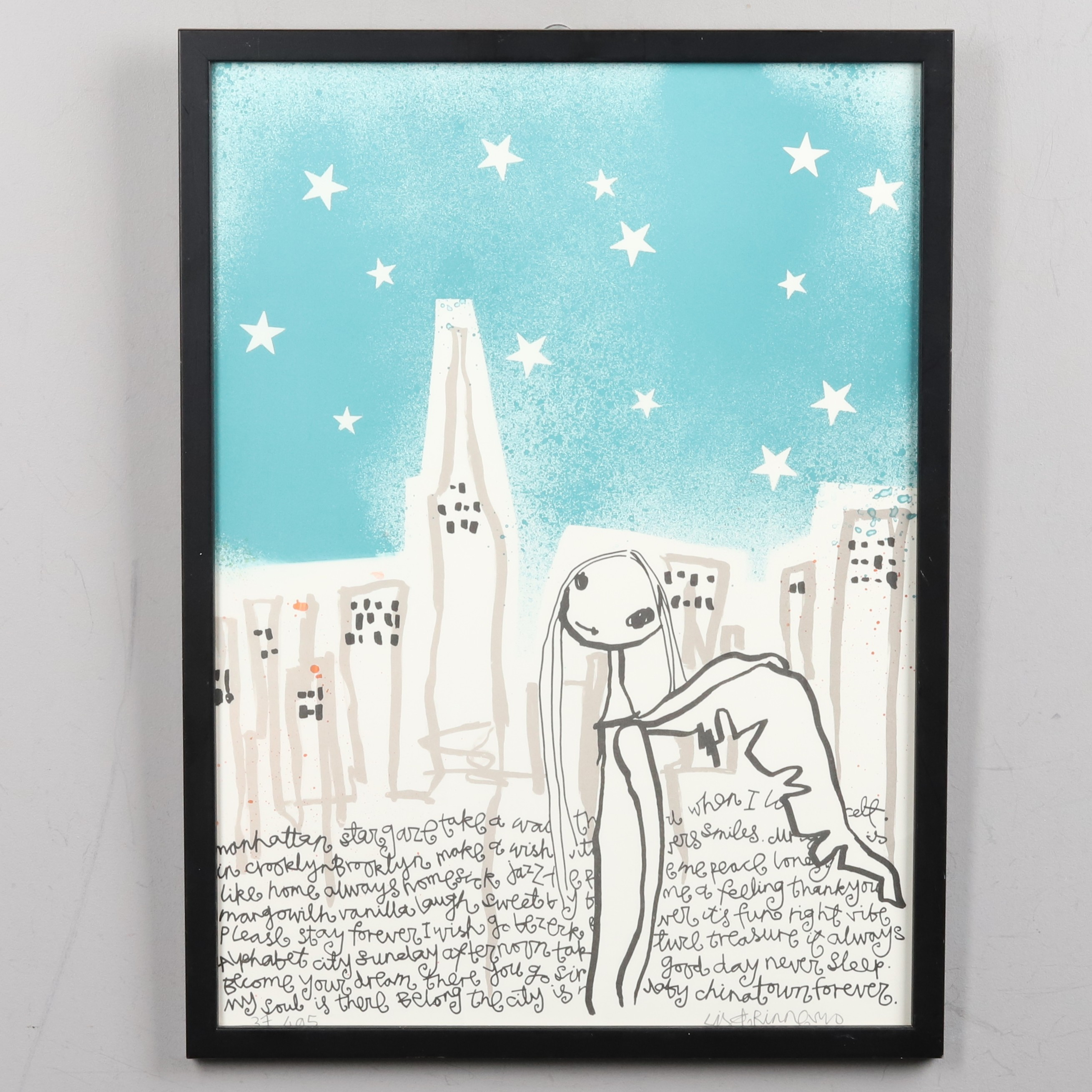 LISA RINNEVUO. FÄRGLITOGRAFI, " Manhattan"signerad och numrerad. 37/195.