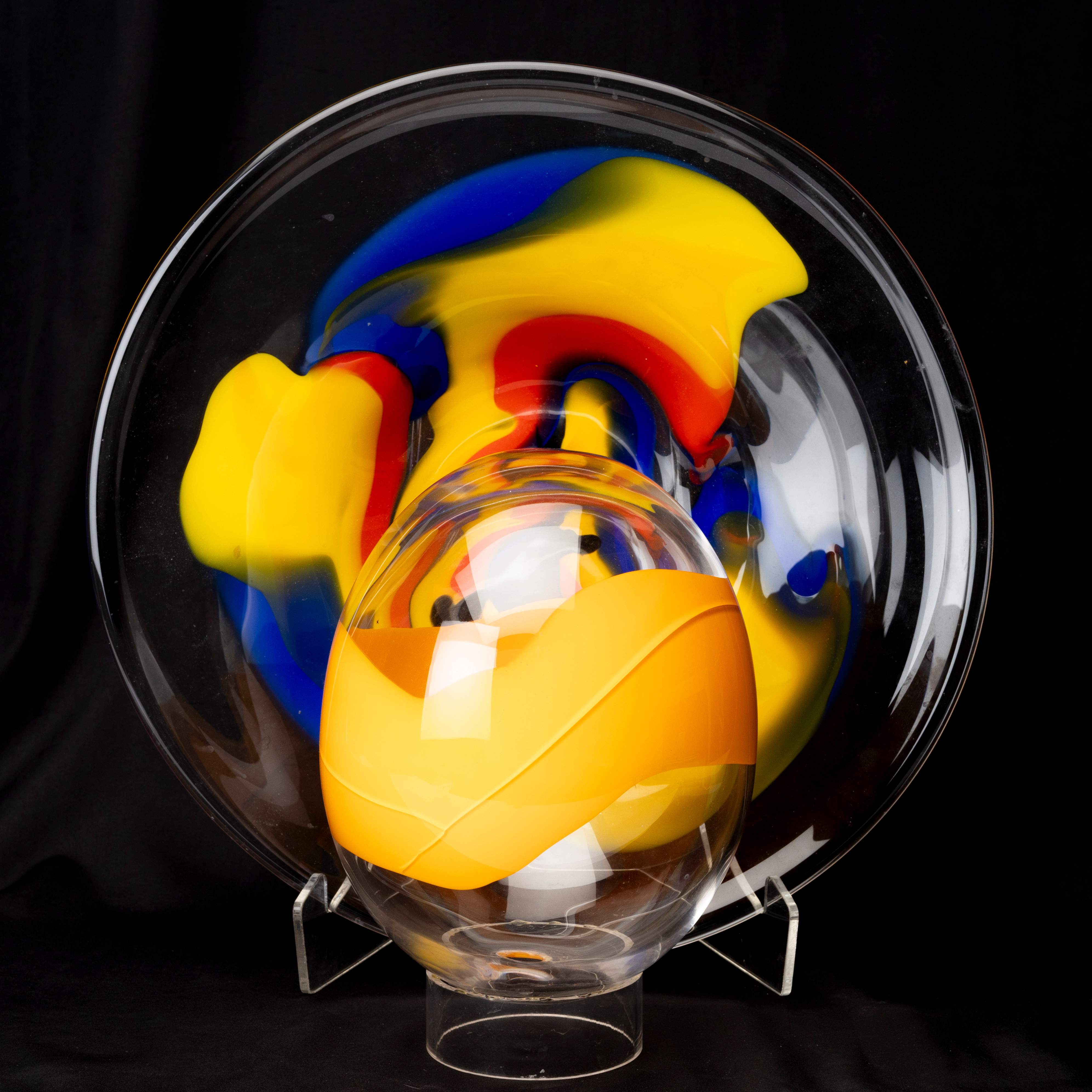 BJÖRN RÖNNQUIST. Fat samt Ägg, glas, unika, signerade, Rönnquist, nov, -94 samt 2001.