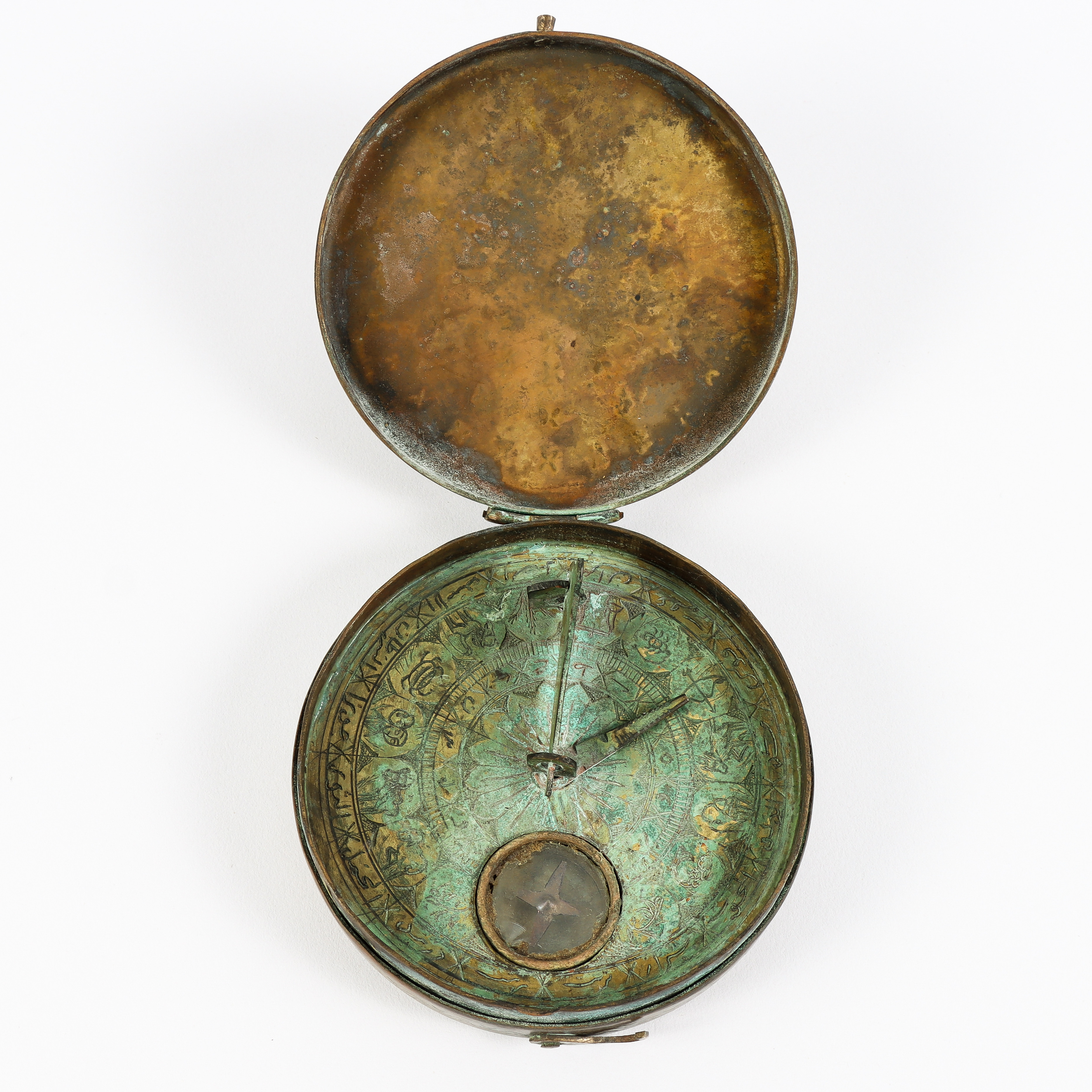 KOMPASS Med solur, Persisk Qibla-kompass 17/1800-tal.