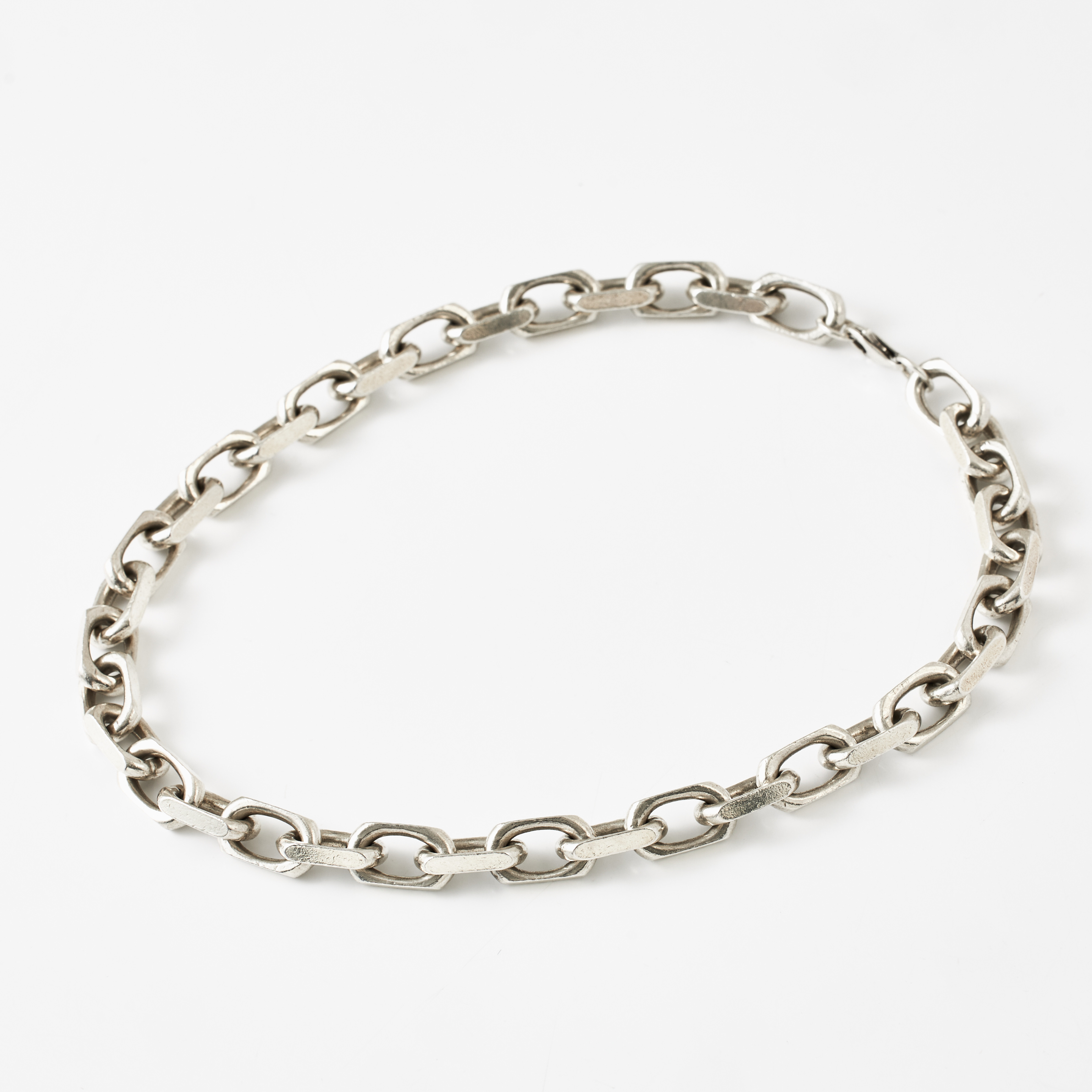 HALSKEDJA, sterlingsilver, kraftig ankarlänk, karbinhake.