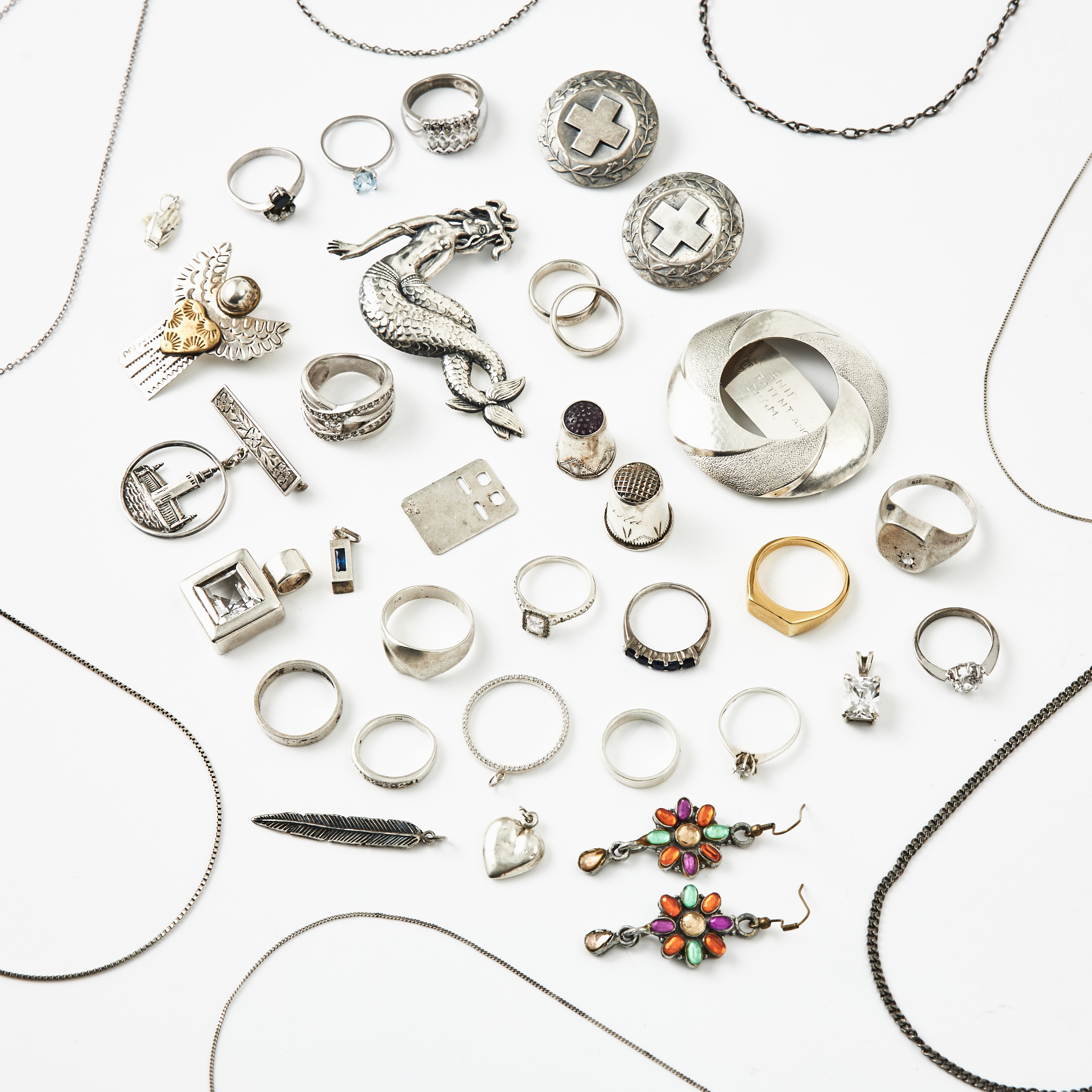 RINGAR, FINGERBORGAR, HÄNGEN, BROSCHER, HALSKEDJOR, mm, silver/sterlingsilver.