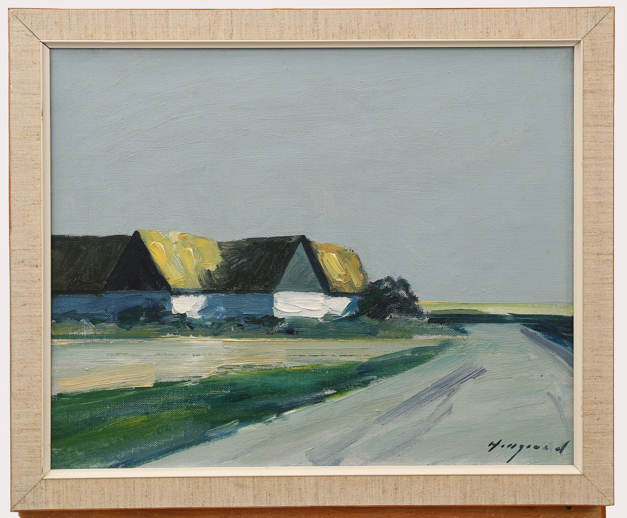 BENGT HILLGRUND. Olja på duk, skånegård, signerad Hillgrund.