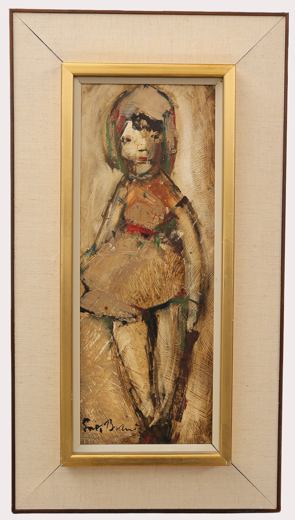 ERIK BRANDT. Olja på pannå, flickporträtt, signerad.