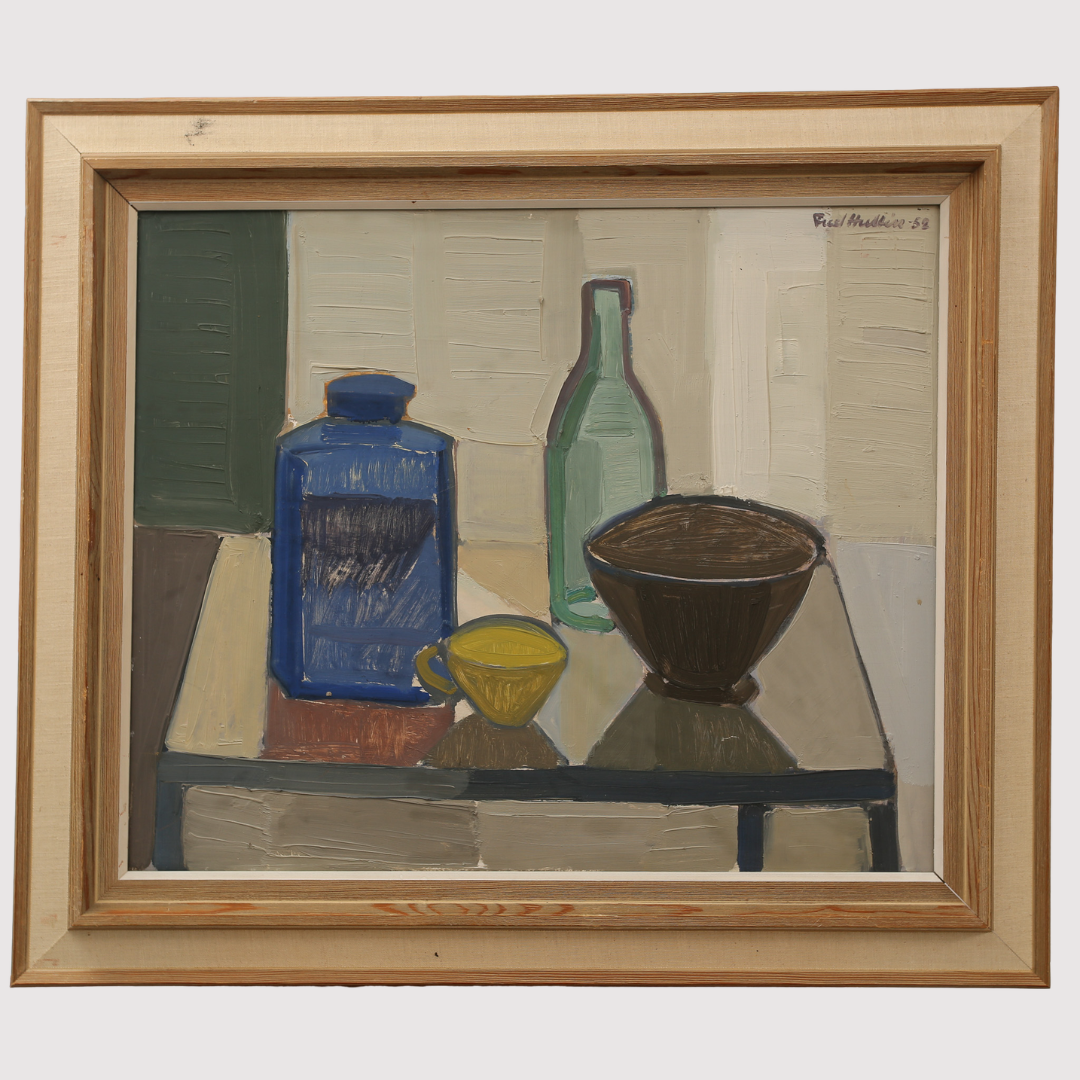 FREDRIK HULTÉN. Olja på pannå, stilleben, signerad, daterad 1952.