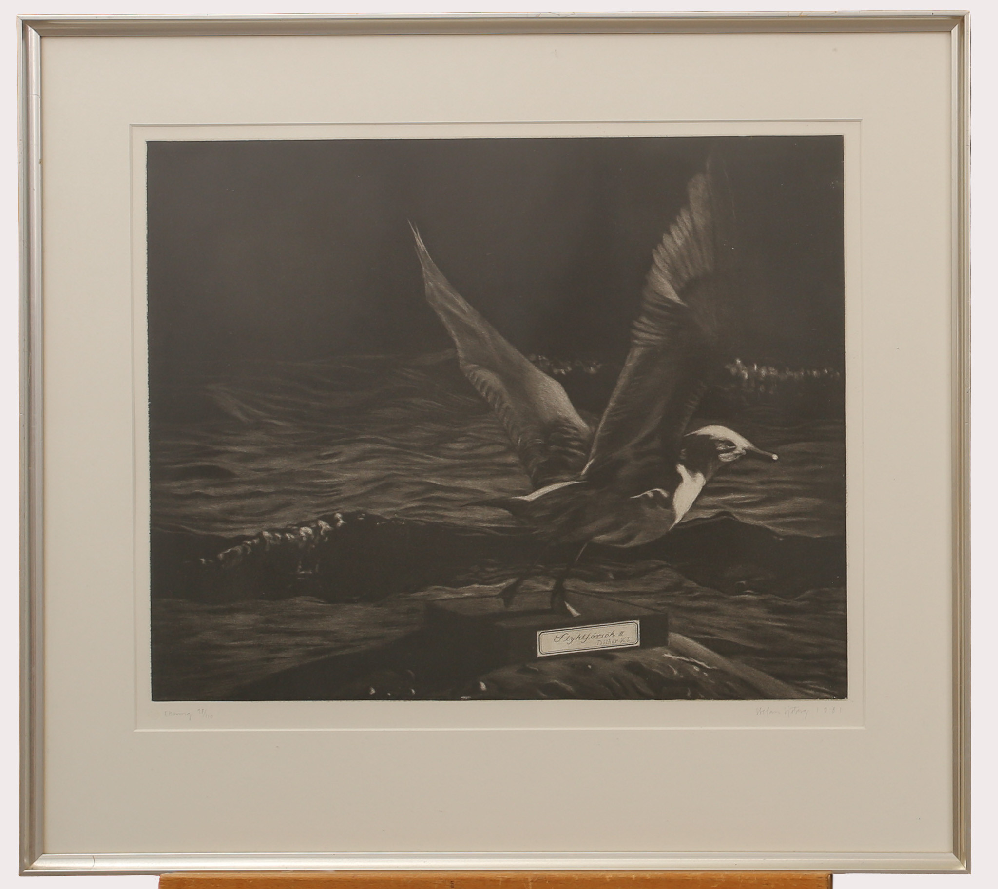 STEFAN  SJÖBERG. Litografi, "Flyktförsök", signerad, daterad 1981, numrerad 98/110.