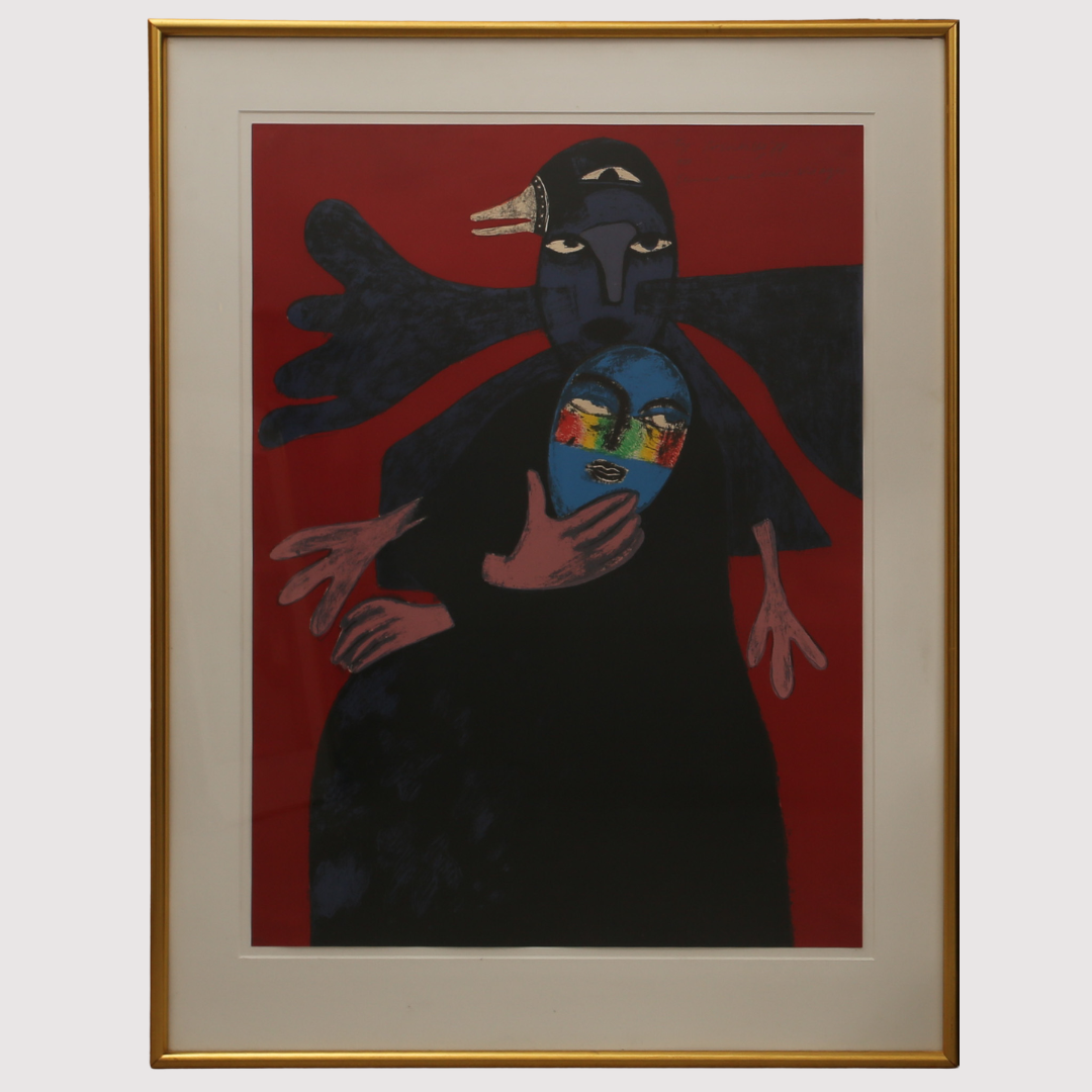 BEVERLOO CORNEILLE. Färgserigrafi, "Femme aux deux visages" numrerad 50/100, signerad, daterad 1977.