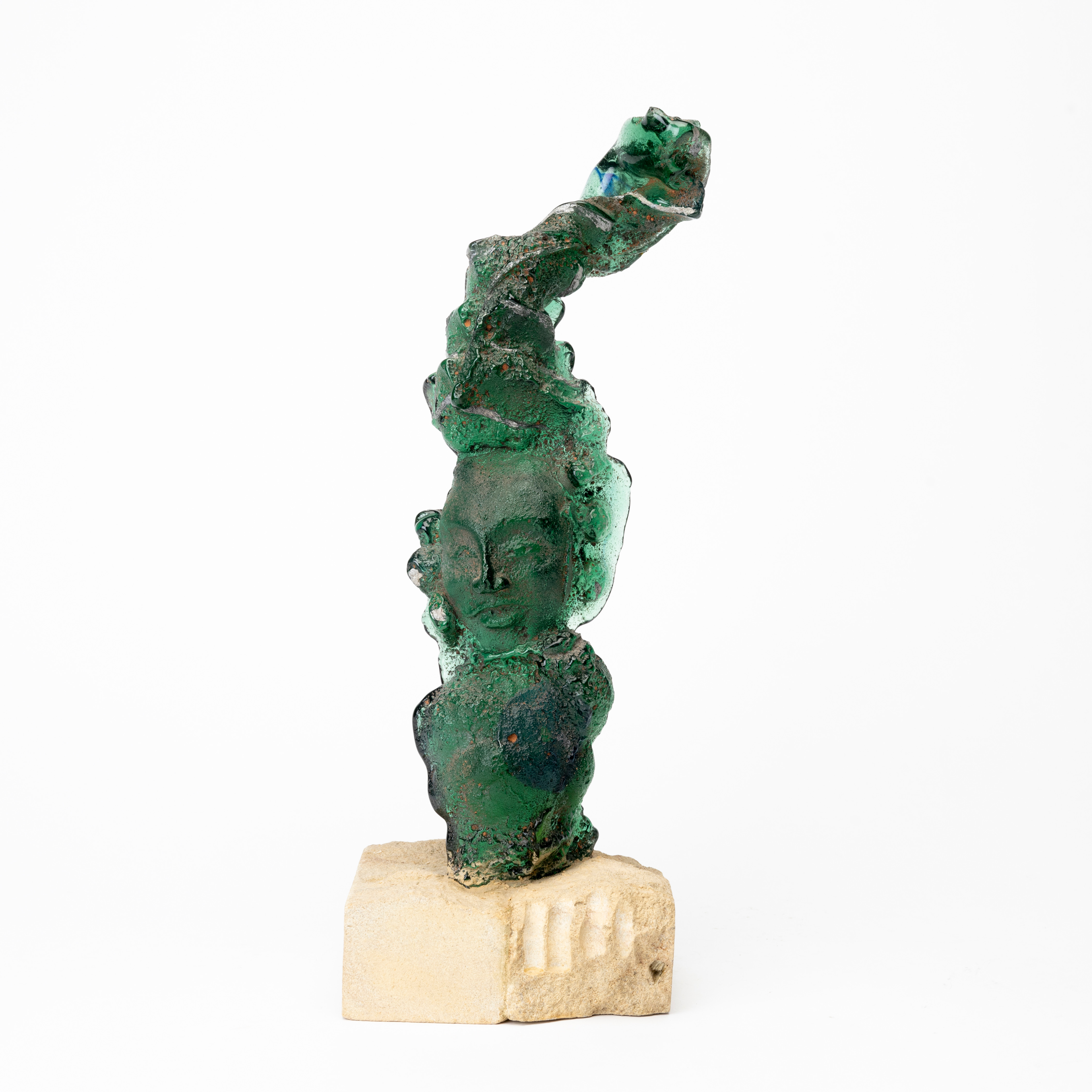 INGALENA KLENELL ( 1949-). Skulptur, glas och konstmassa, signerad och daterad, -96.