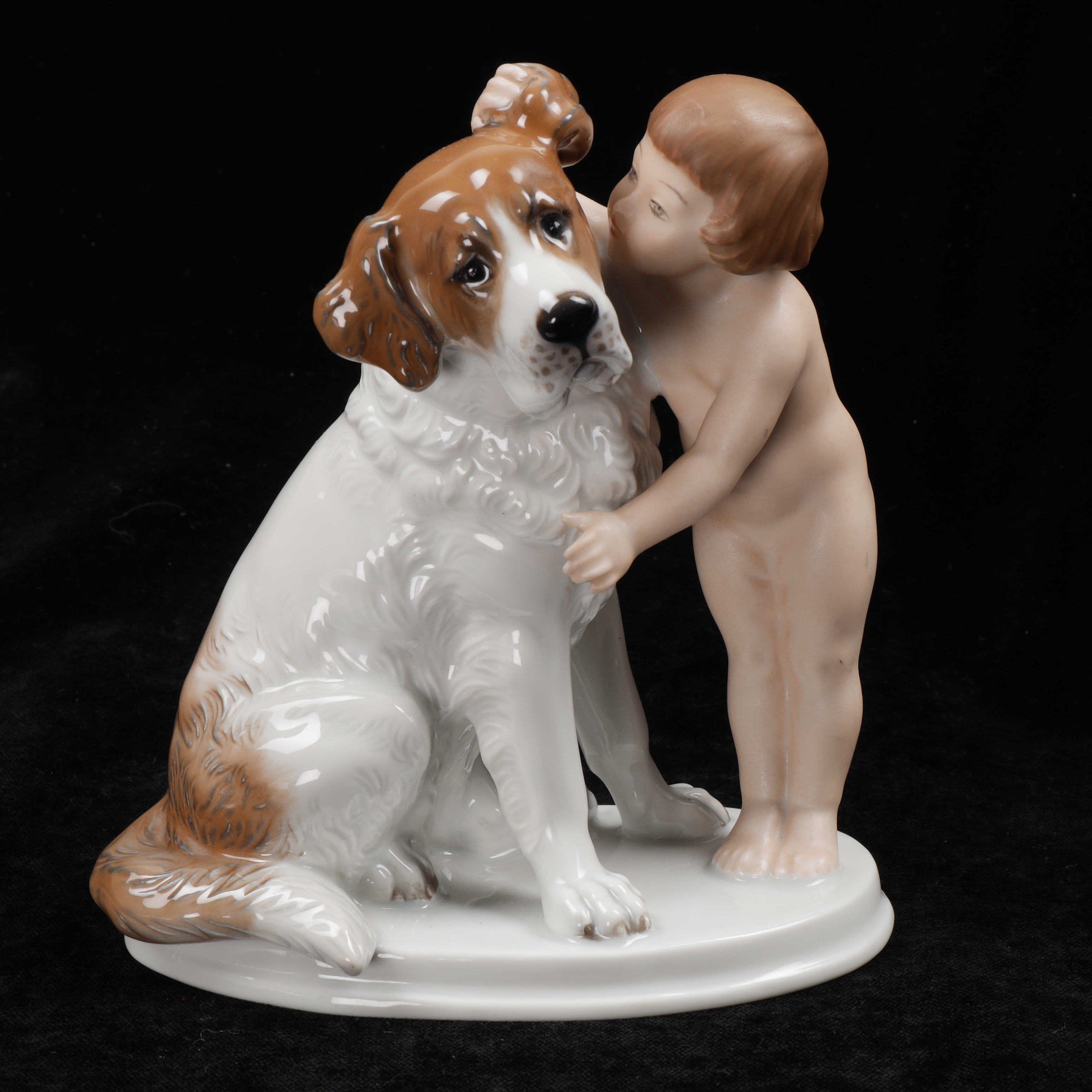 FIGURIN, barn med hund, porslin, Rosenthal, 1900-talets andra hälft.
