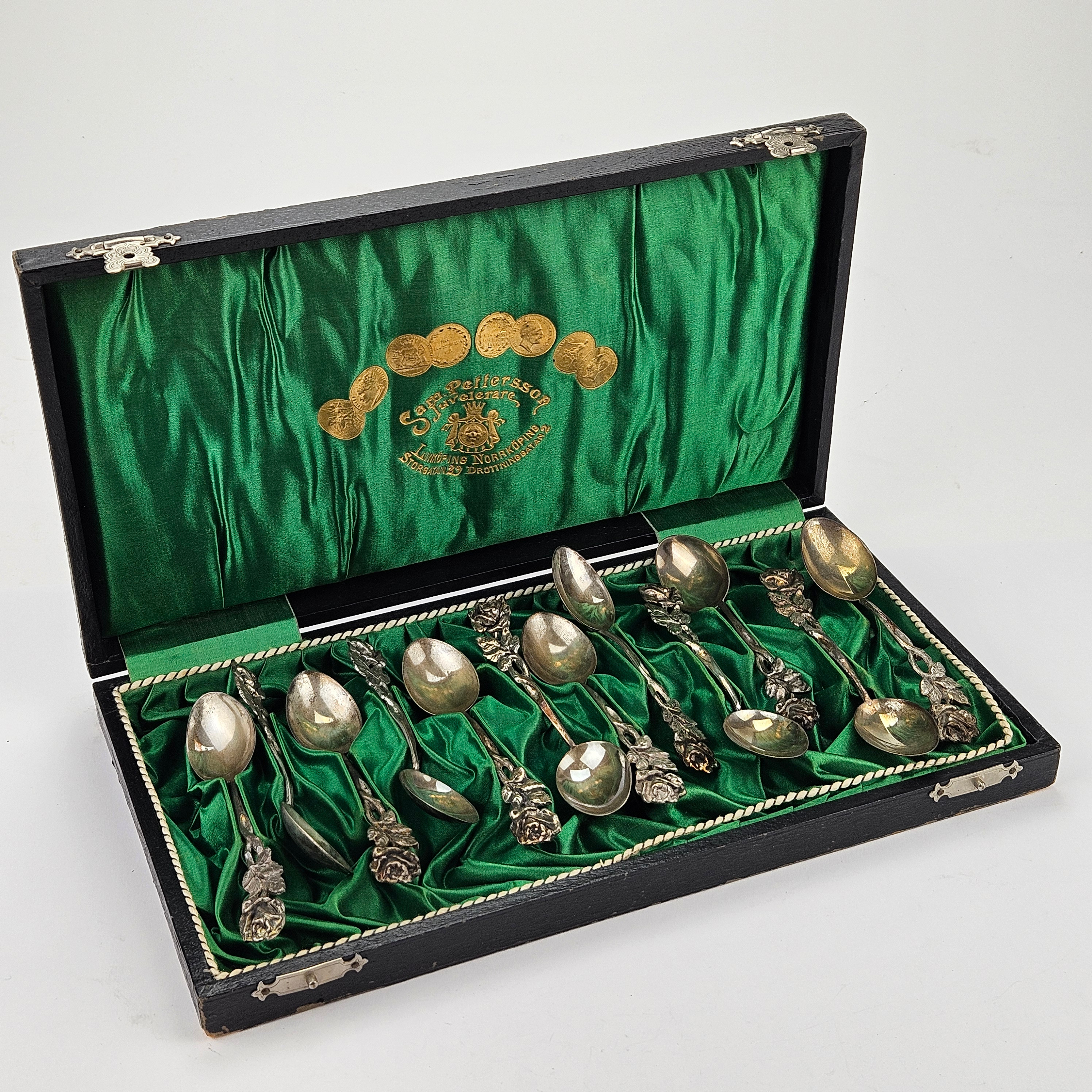 SKEDAR, 12 st, silver, Sven Carlsson Stiltenn, Stockholm 1959-1974, vikt ca. 128 gram.