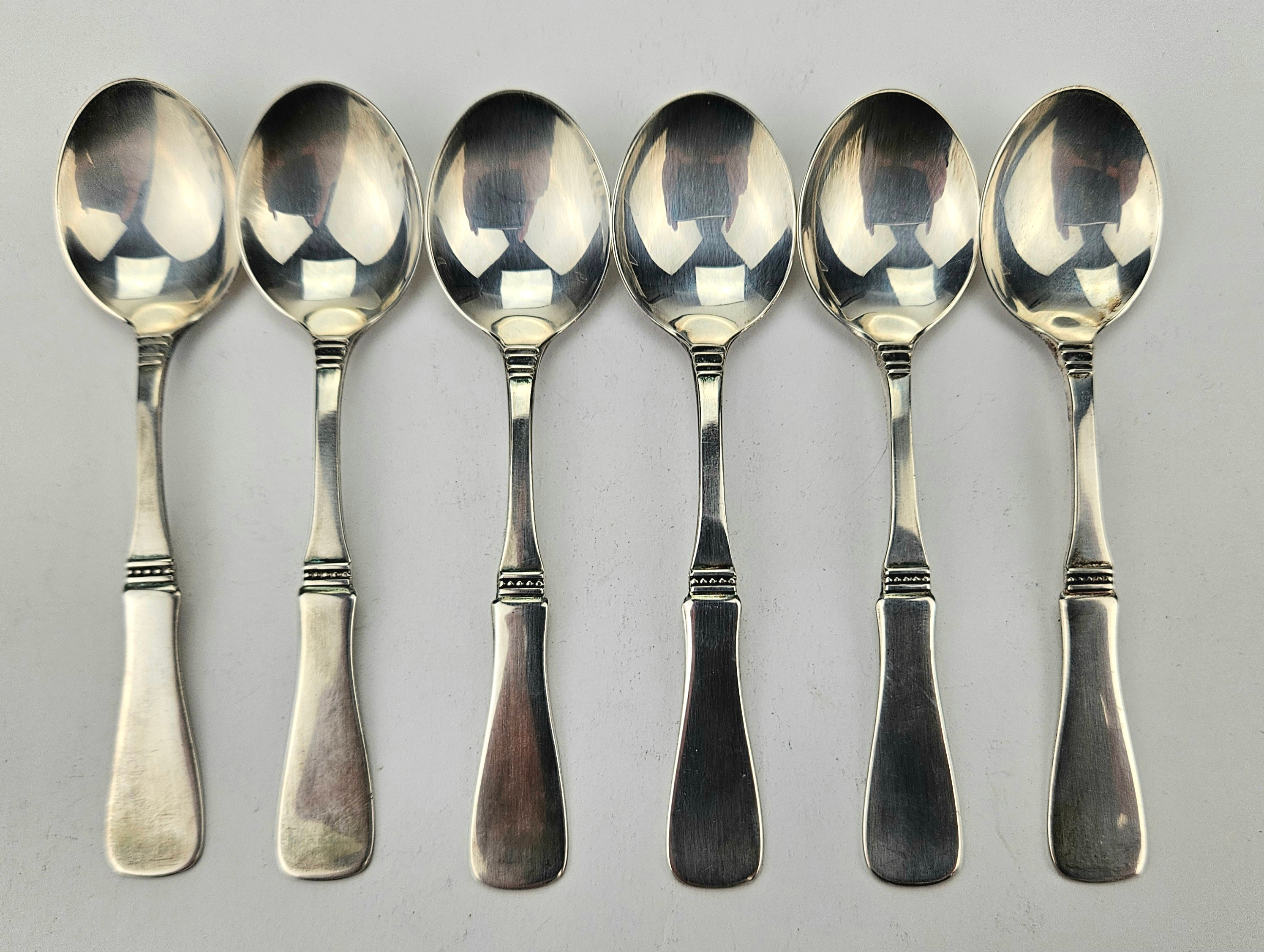 ERIC LÖFMAN. Skedar, 6 st, silver, "Uppsala", MGAB, Lidköping 1970, vikt ca. 75 gram.