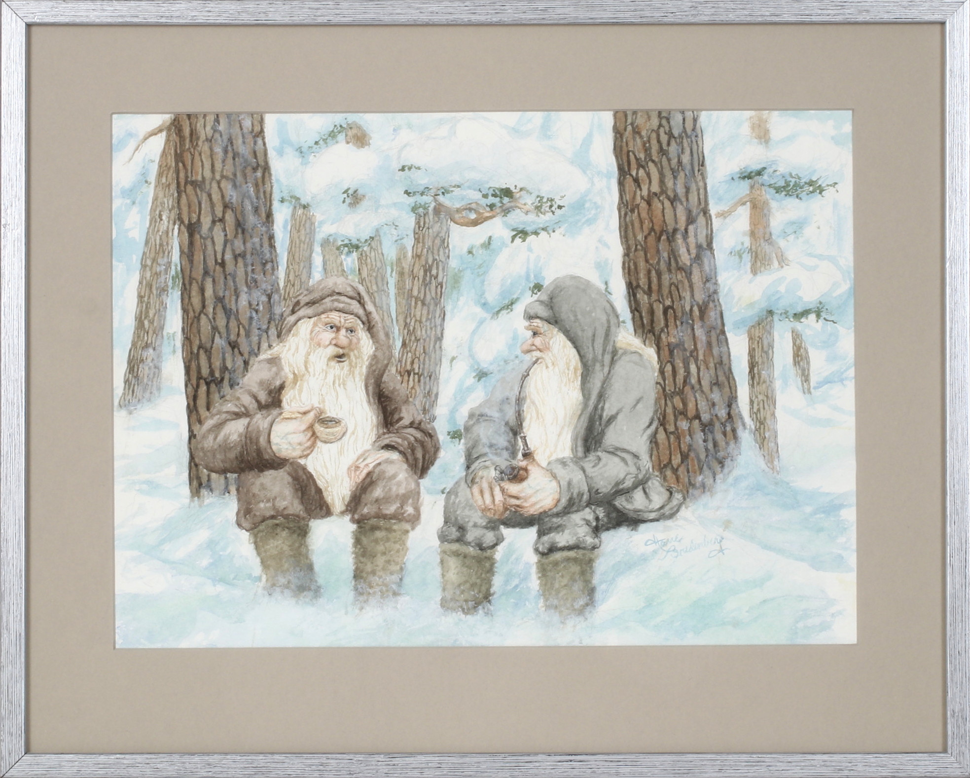 HANS BREDENBERG. "Tomtebloss", akvarell på papper, signerad.