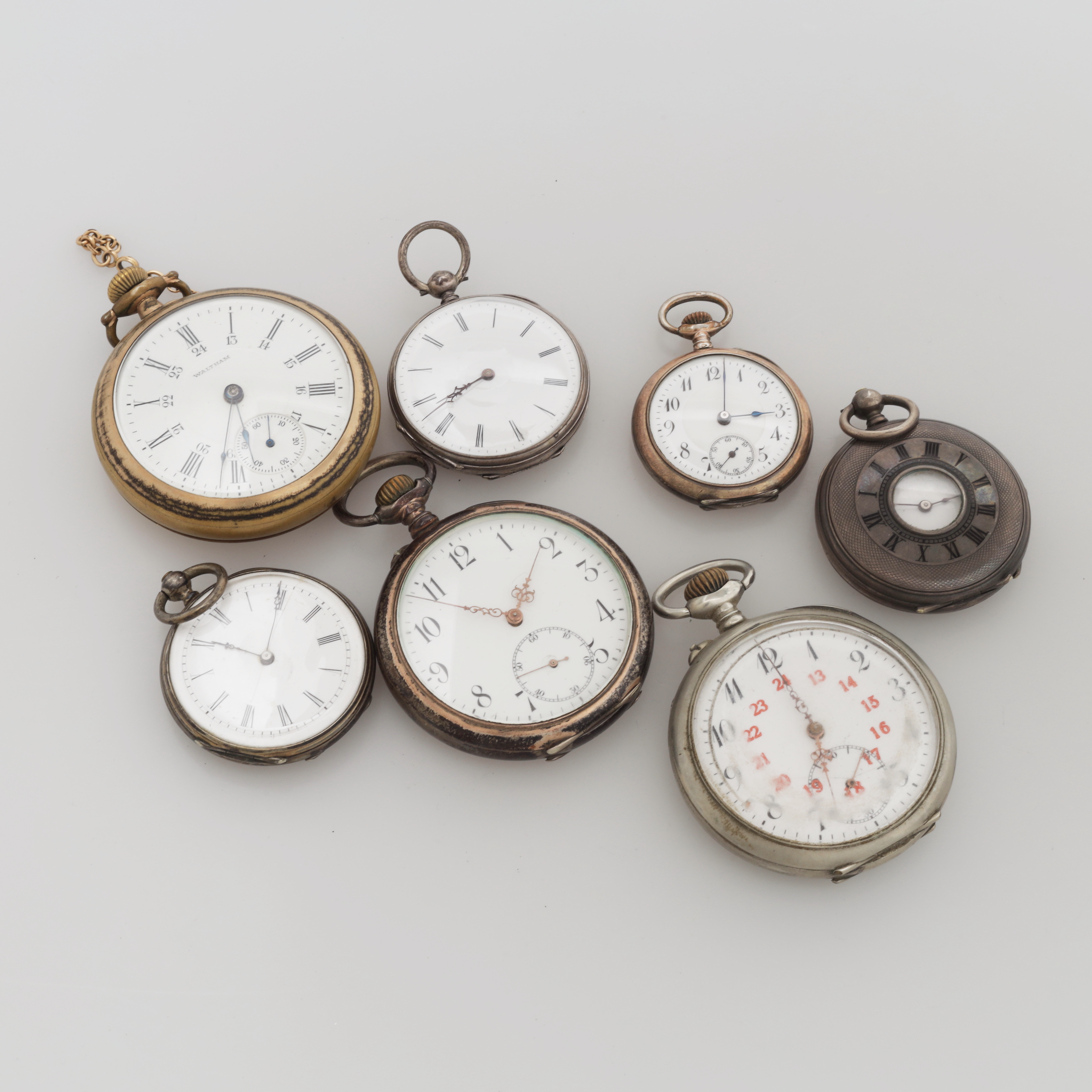 FICKUR, MORMORSUR, 7 st, merparten silver, Waltham m fl.