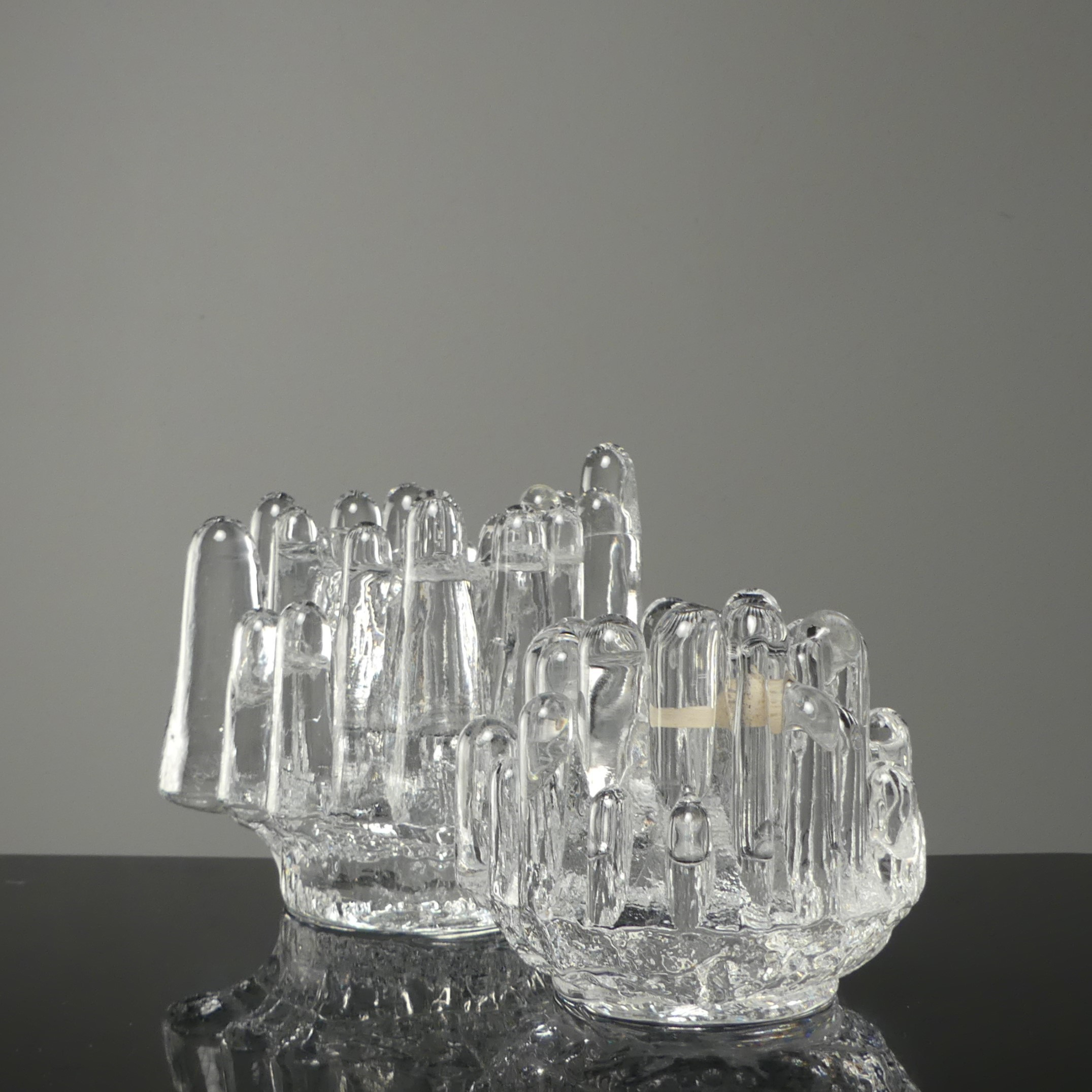 GÖRAN WÄRFF. ljuslyktor, två st, glas, "Polar" Kosta Boda.