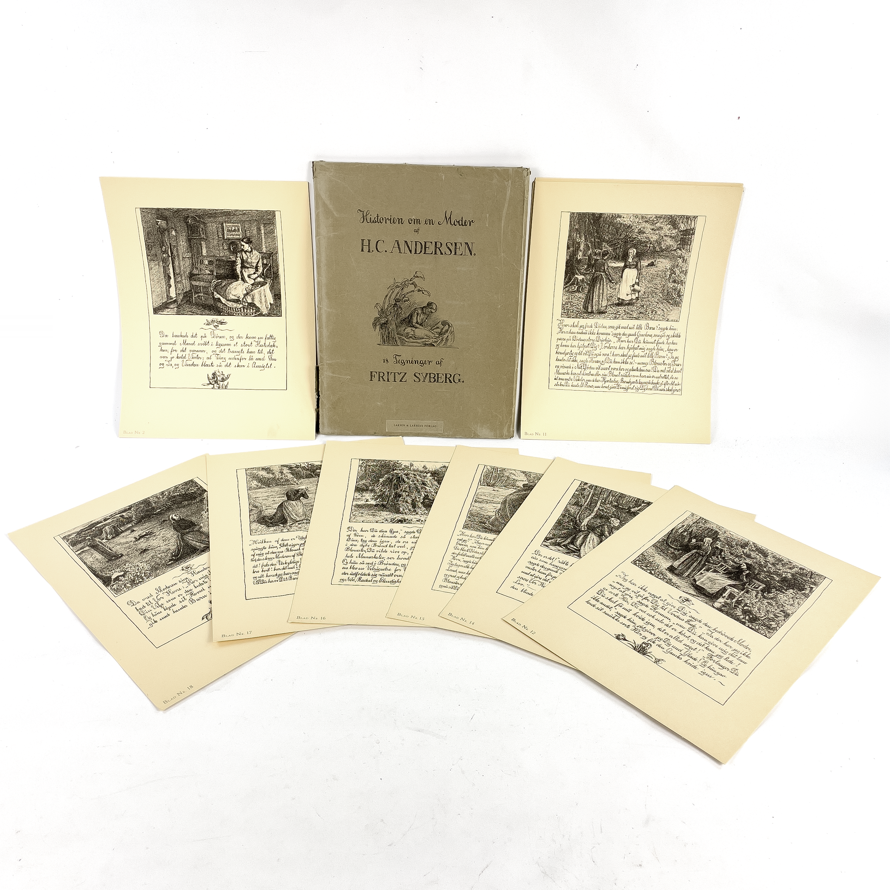 FRITZ SYBERG, efter. "Historien om en Moder", av H.C. Andersen, Larsen & Larsens förlag, Danmark, 1900-tal.