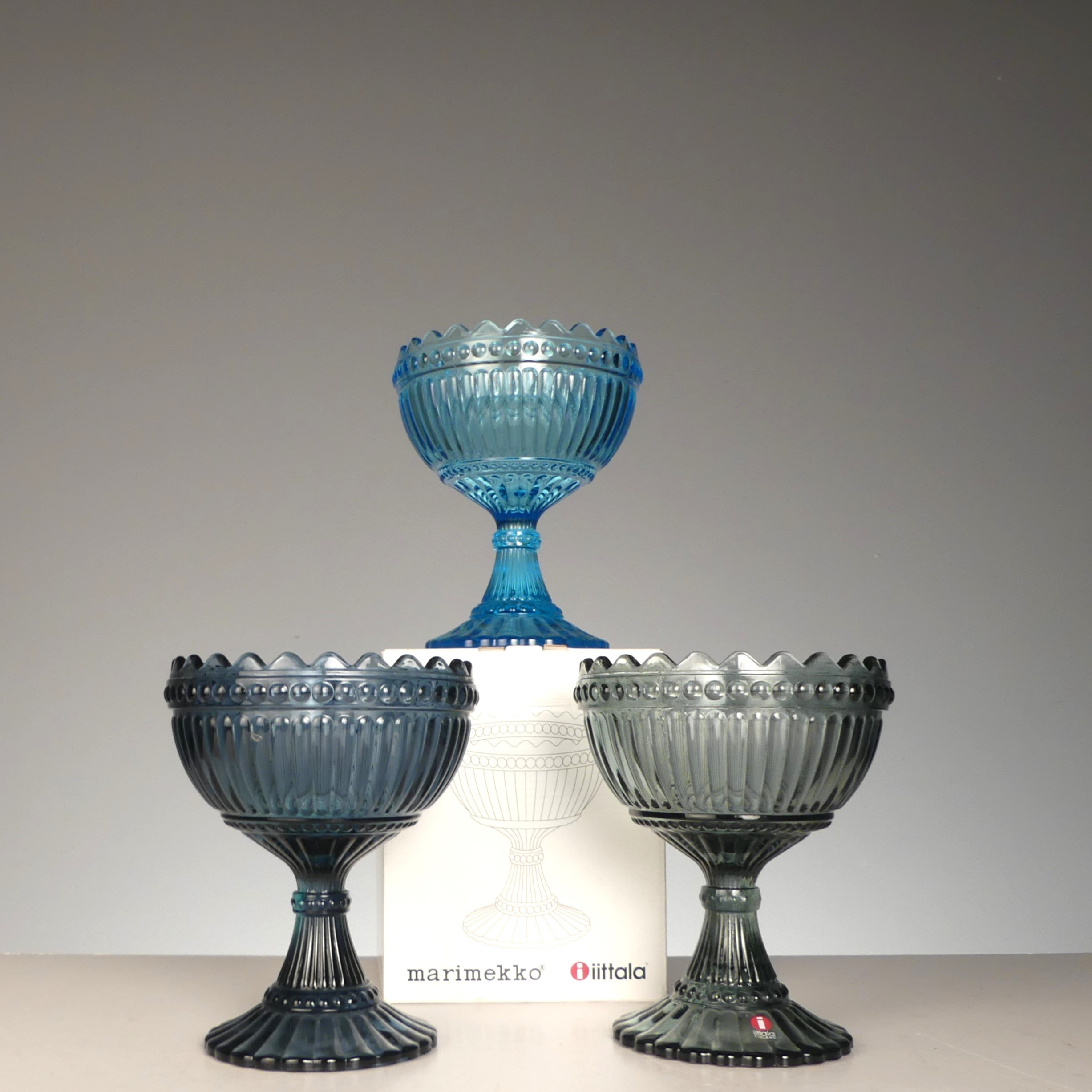 SKÅLAR, tre st, Marimekko, Iittala Finland.