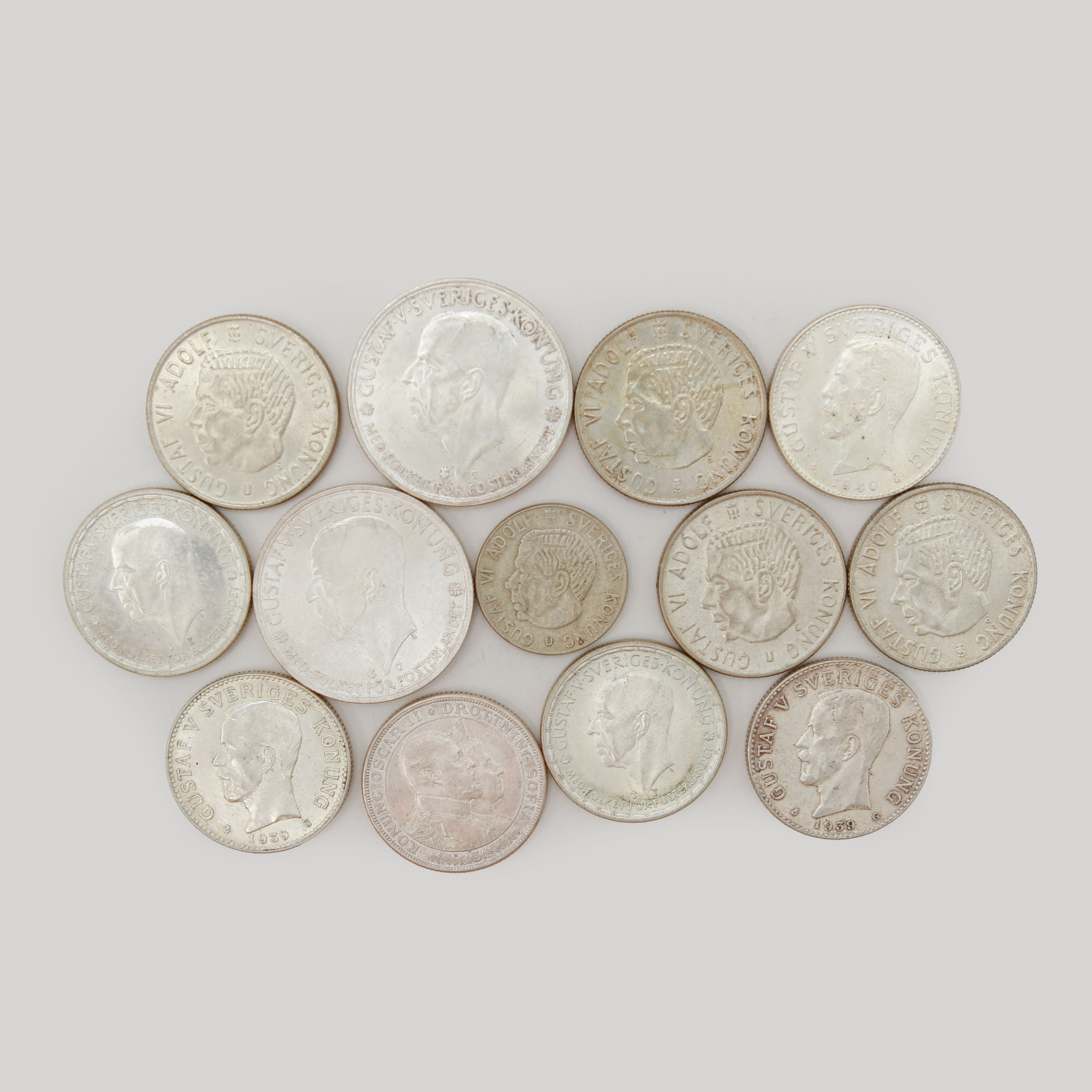 MYNT, 13 st, silver, Sverige 1907-1968. Vikt ca 200 g.