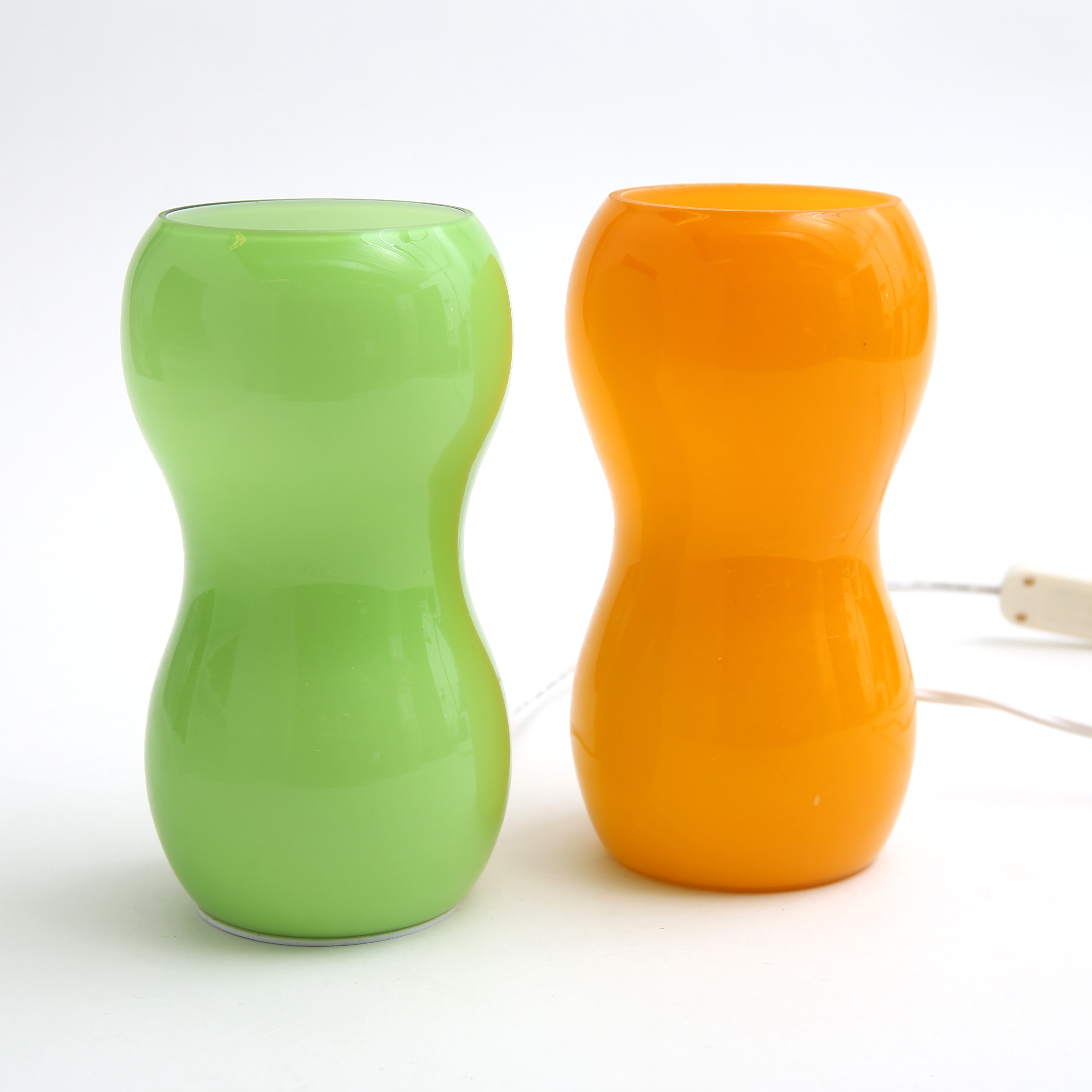 BORDSLAMPOR, 2 st, "Kvintant", glas, IKEA, 1990-tal.