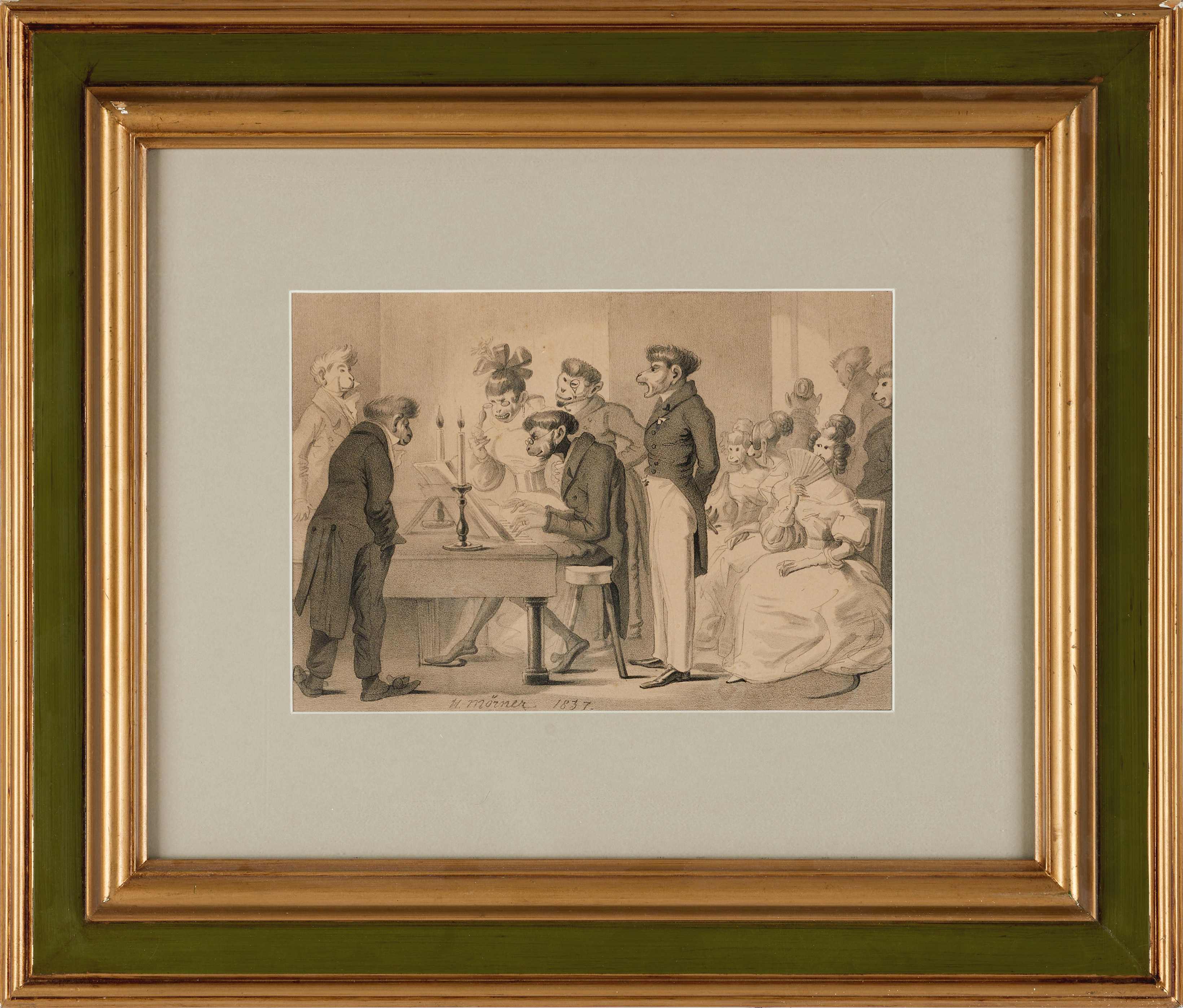 HJALMAR MÖRNER (1794–1837). EFTER. Karikatyr, signerad i trycket, litografi.