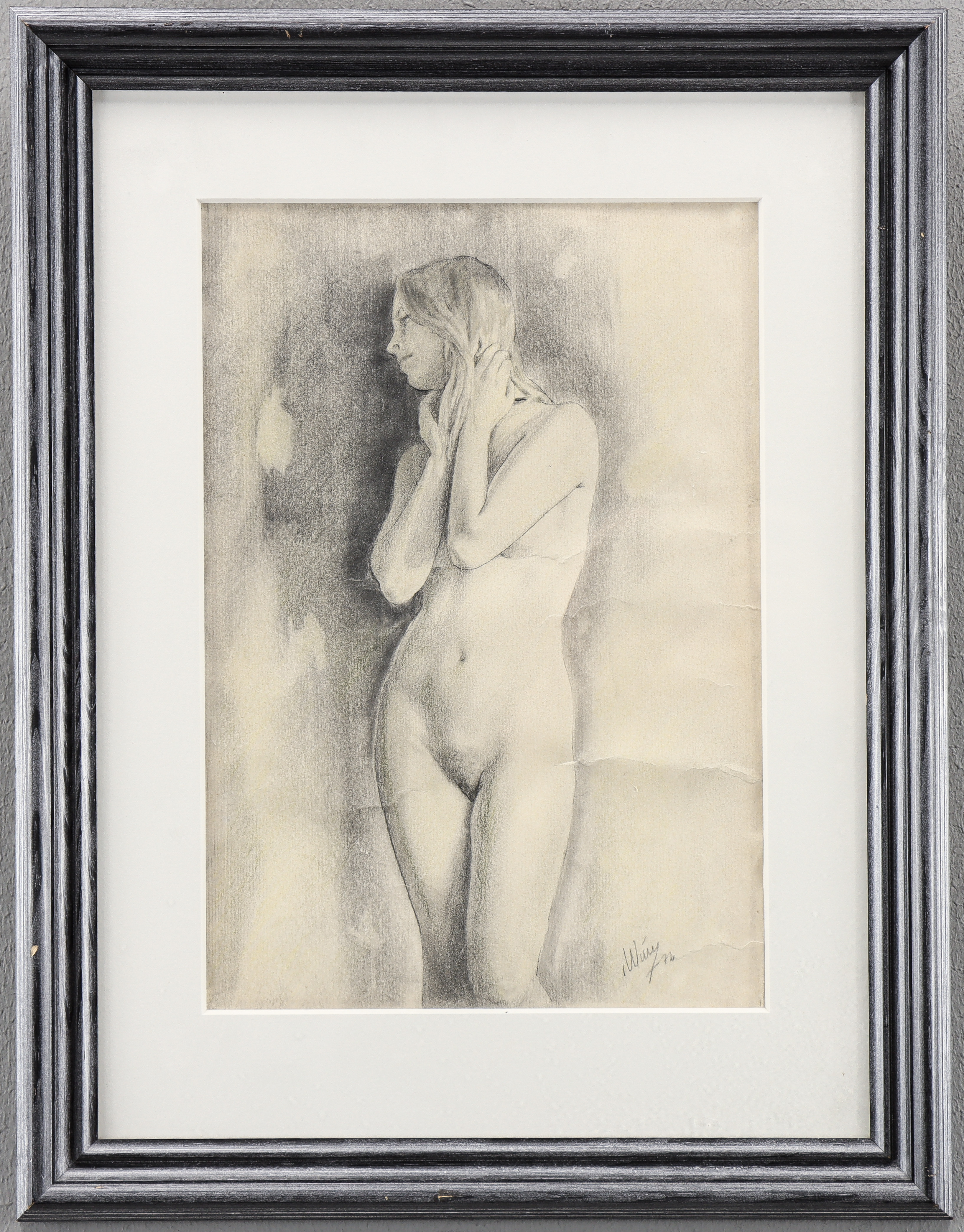 OIDENTIFIERAD KONSTÄR, naken modell, signerad och daterad -76.