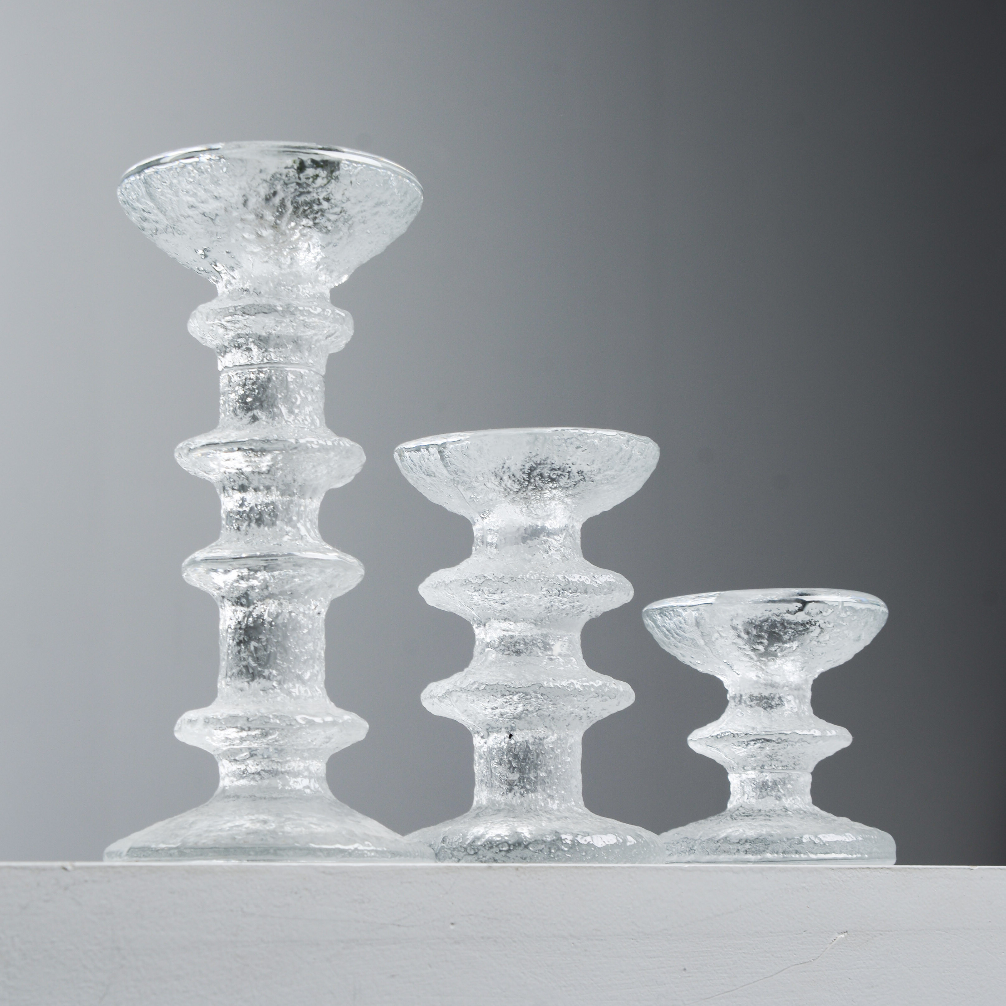 TIMO SARPANEVA. "Festivo", 3 ljusstakar, Iittala, Finland, monogramerade.