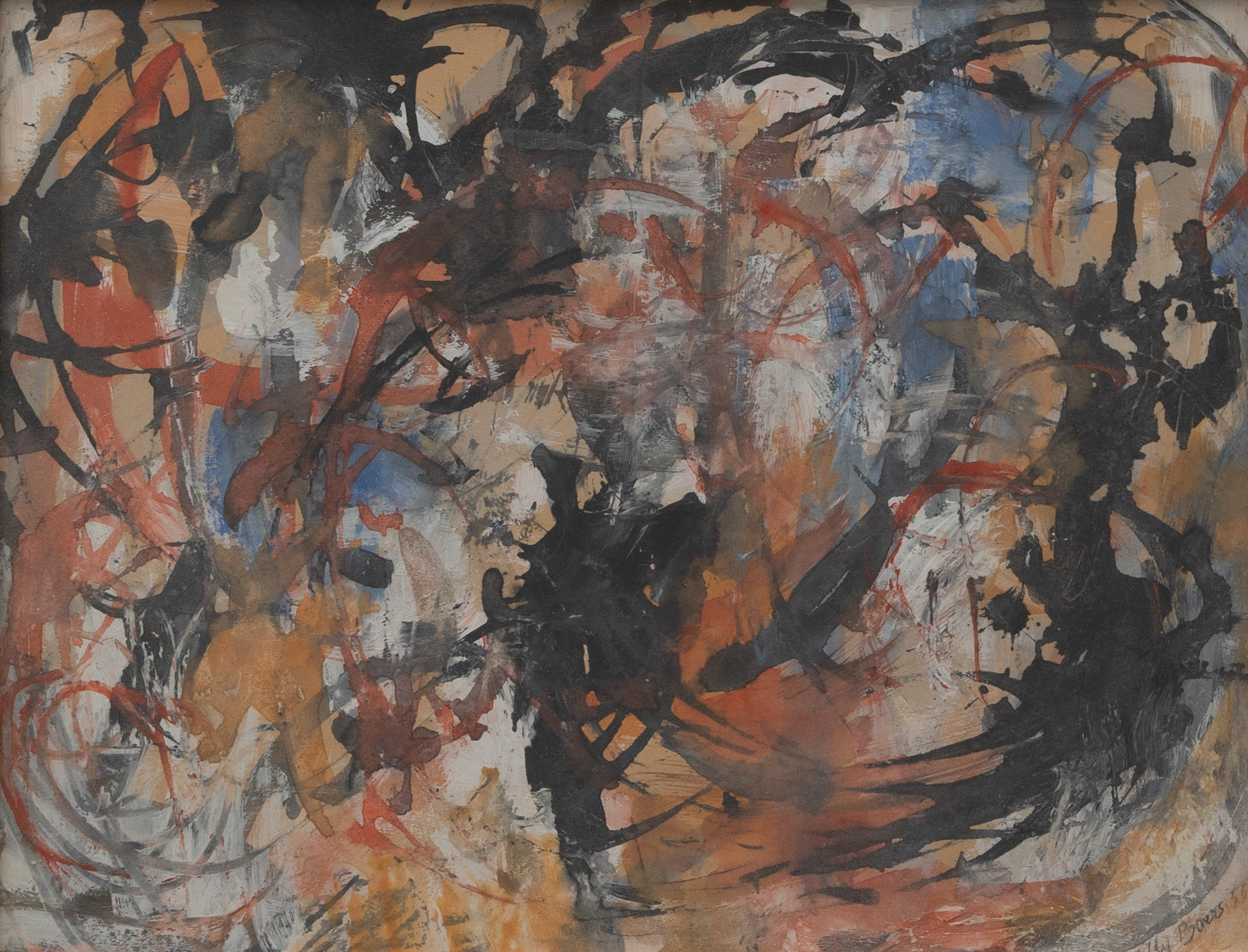 WILLY BOERS (NEDERLÄNDERNA, 1905-1978). Komposition, akvarell, signerad och daterad -56.