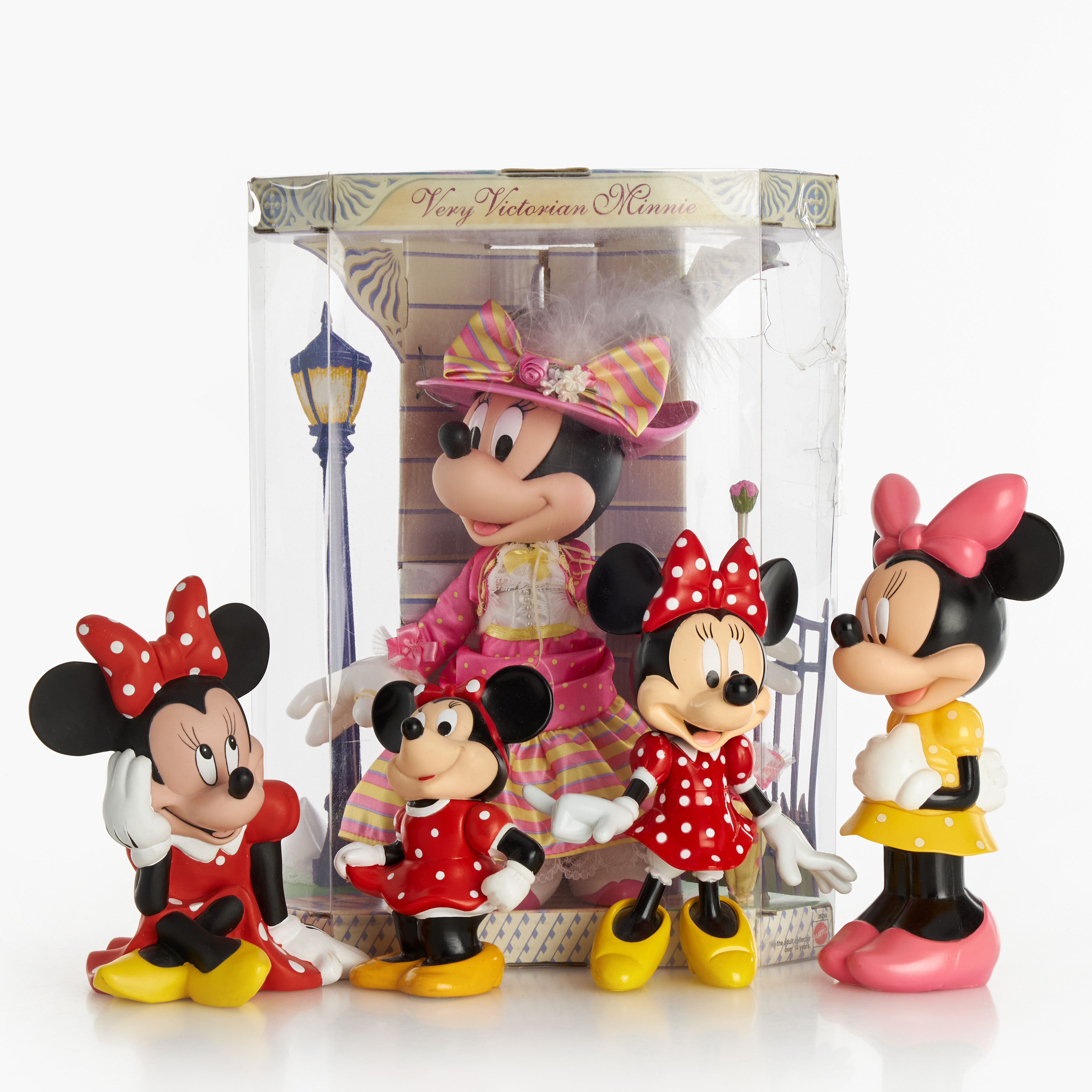 MIMMI PIGG. Leksaksfigurer, 5 st, Disney, bland annat dockan "Victorian Minnie", Mattel, i kartong.